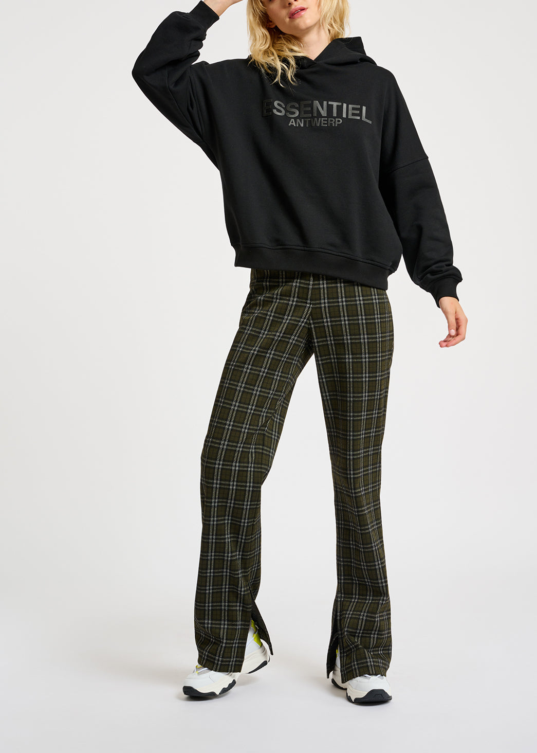 Khaki checked tailored pants RE—SSENTIEL | Essentiel second hand