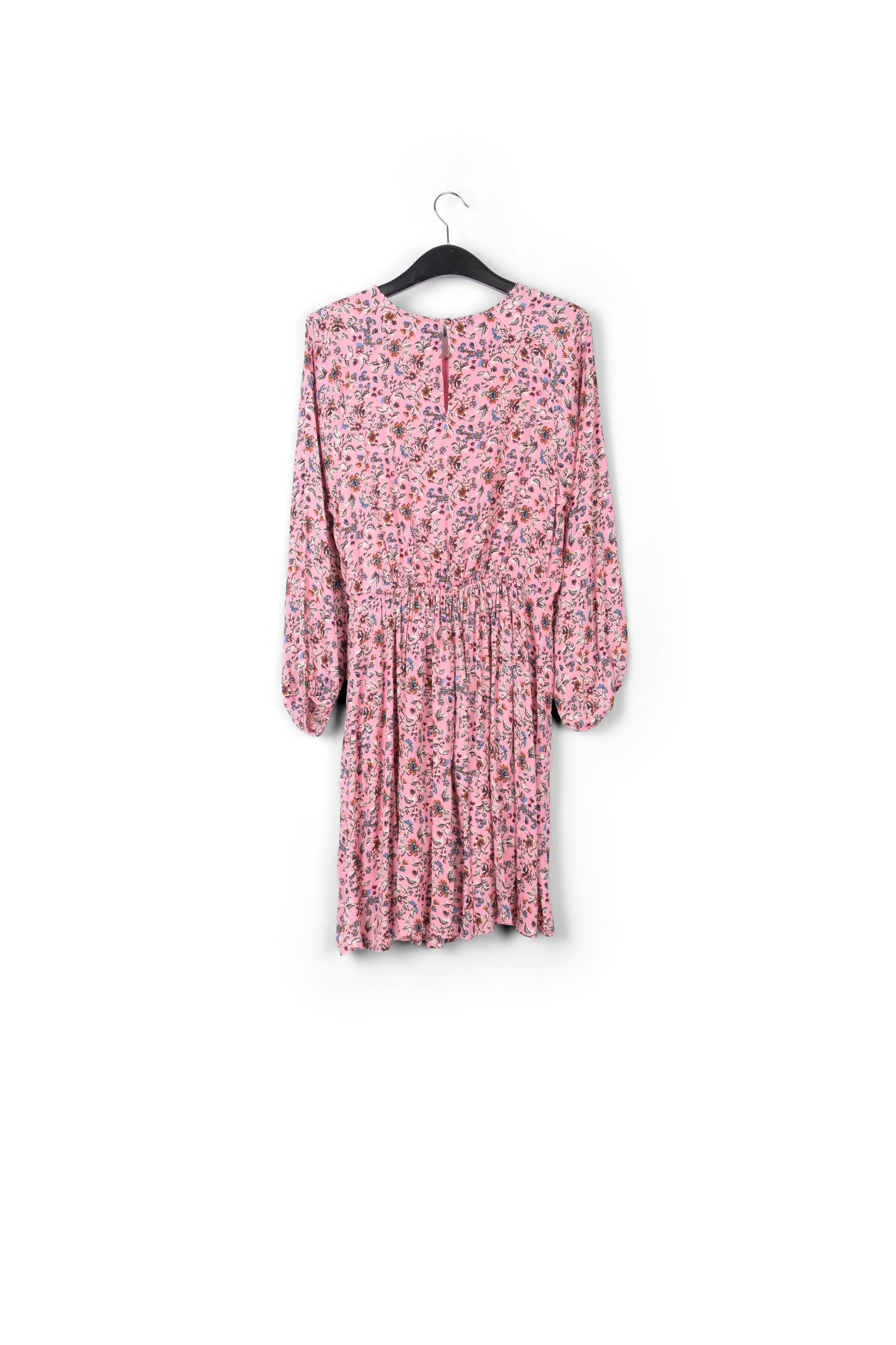 Pink long-sleeved mini dress with flower print RE—SSENTIEL | Essentiel second hand