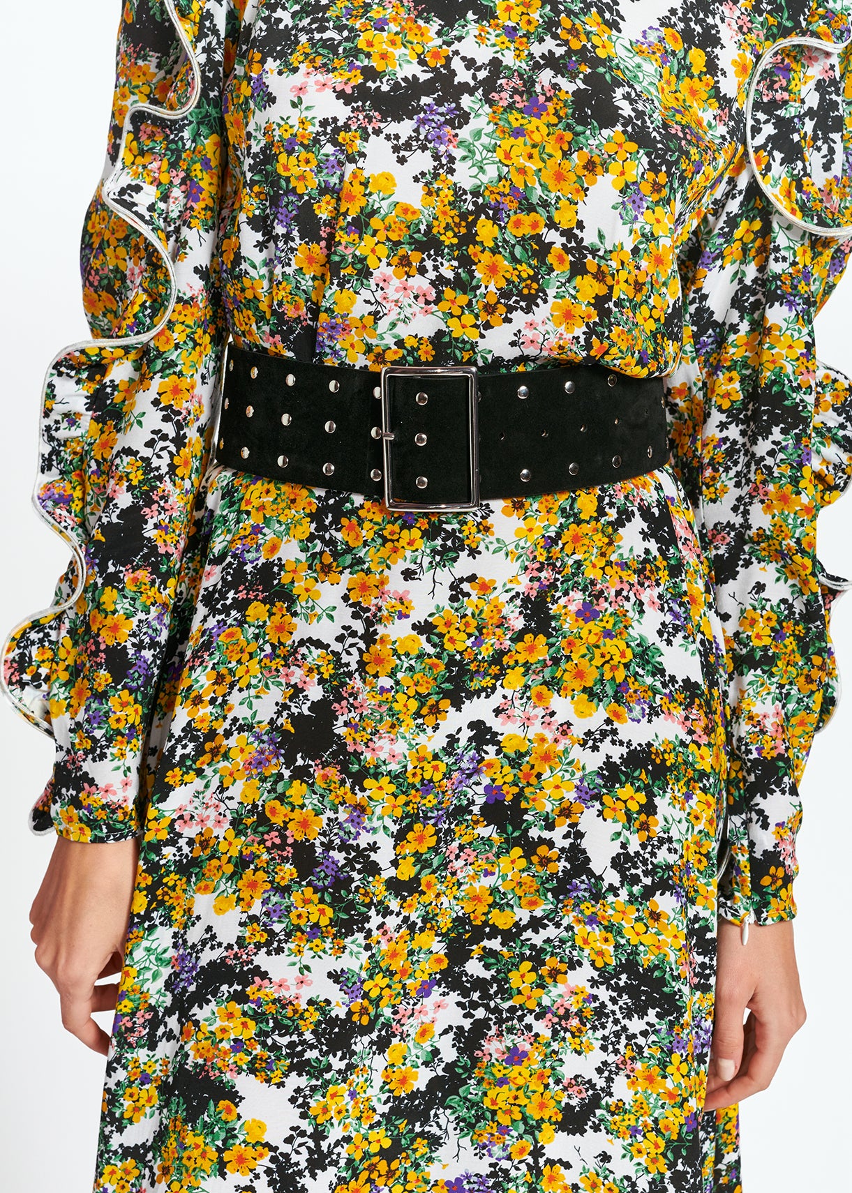 Off-white ruffled floral-print maxi dress RE—SSENTIEL | Essentiel second hand