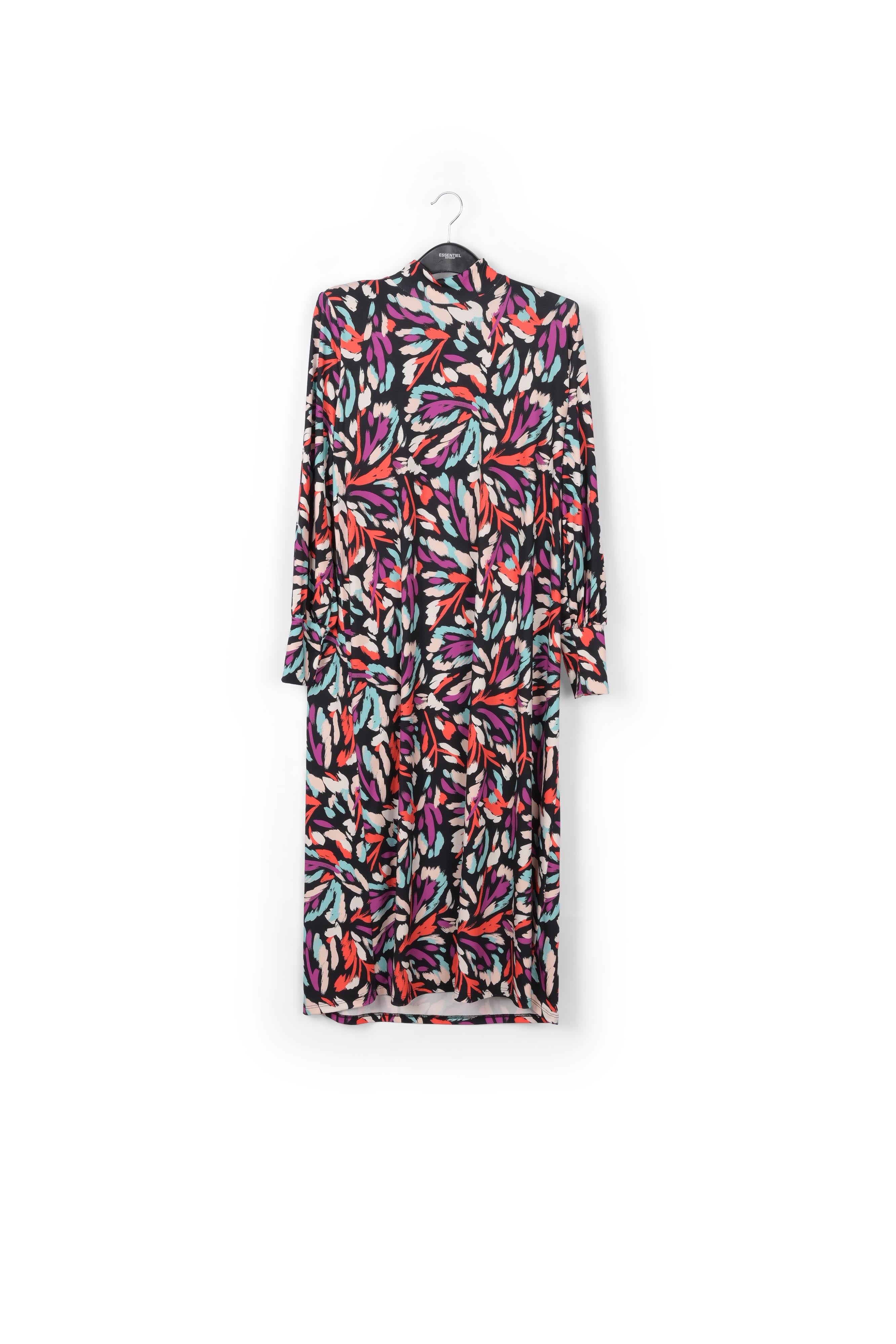 Robe midi en jersey noire, jaune et lilas RE—SSENTIEL | Essentiel second hand