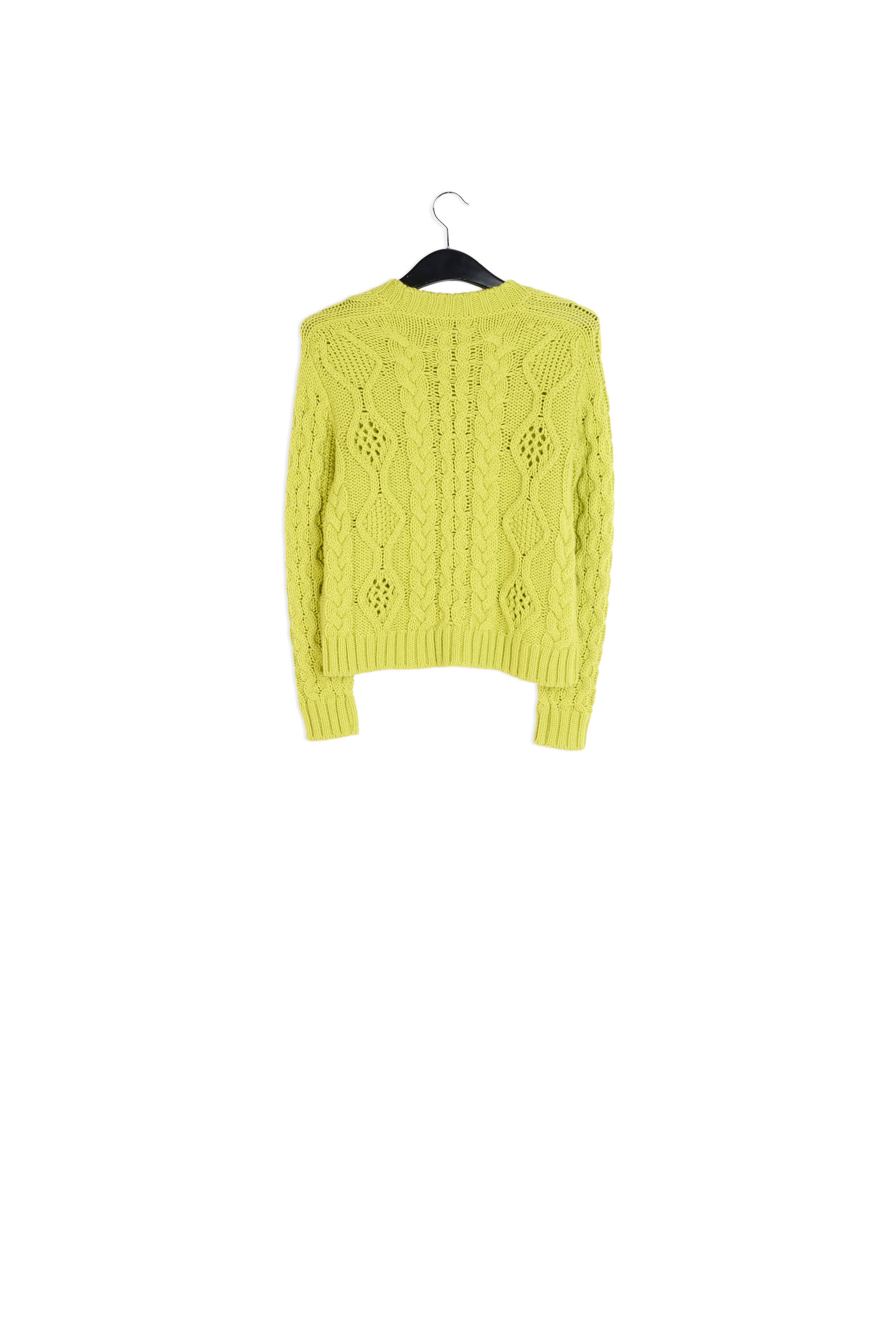 Limoengroene wolmix trui met kabelsteek RE—SSENTIEL | Essentiel second hand