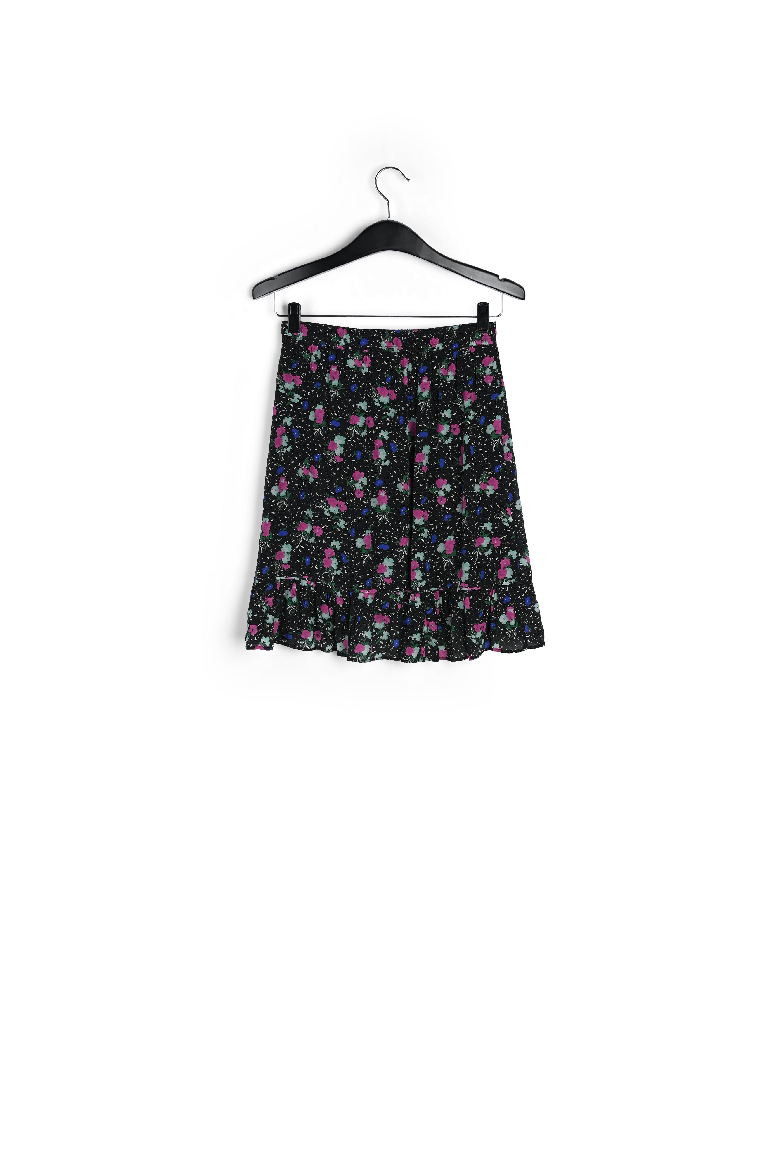 Jupe mini noire à fleurs avec volant RE—SSENTIEL | Essentiel second hand