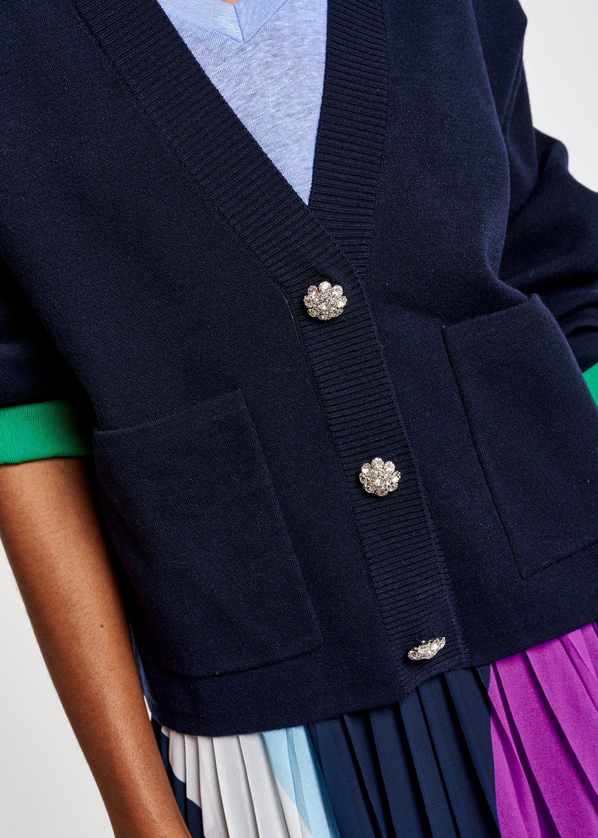 Dark blue cardigan with rhinestone buttons RE—SSENTIEL | Essentiel second hand