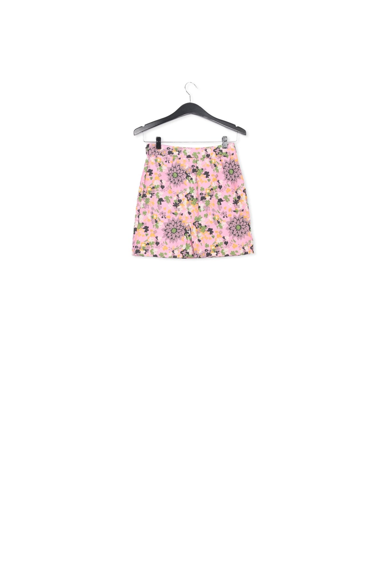Pink floral jacquard mini skirt RE—SSENTIEL | Essentiel second hand