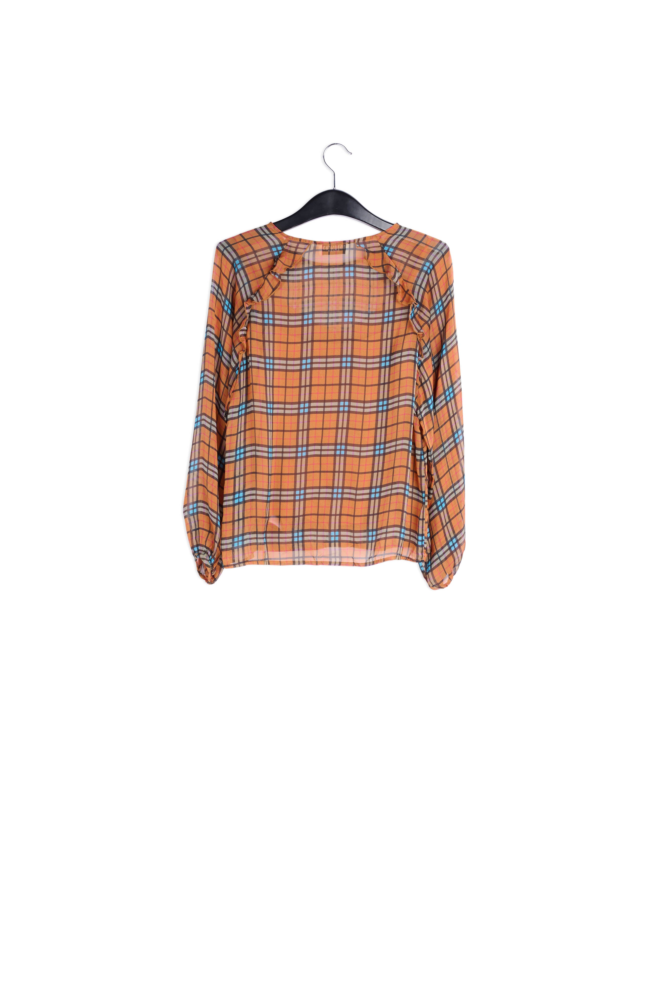 Orange check silk blouse RE—SSENTIEL | Essentiel second hand