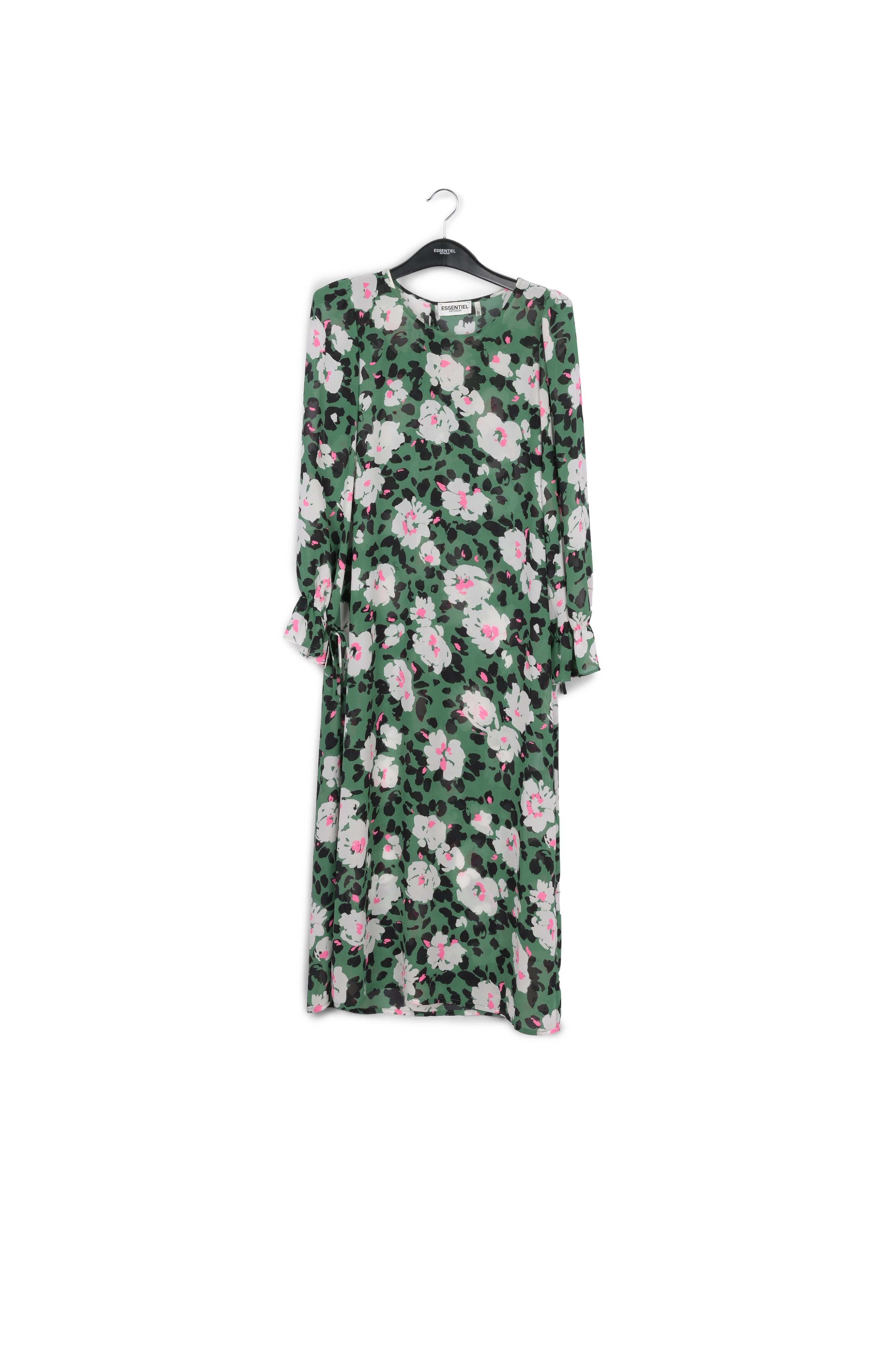Robe midi verte à fleurs avec ceinture RE—SSENTIEL | Essentiel second hand