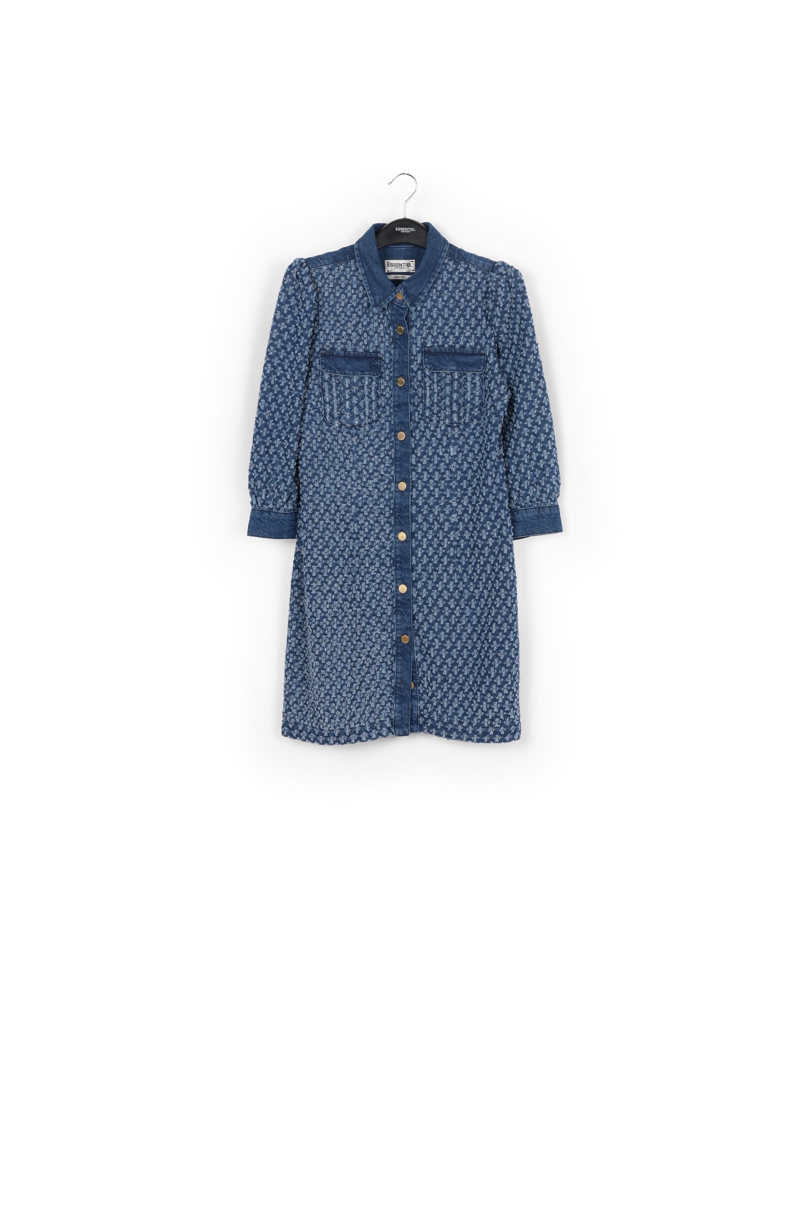 Mini robe en jean bleu foncé perforé RE—SSENTIEL | Essentiel second hand