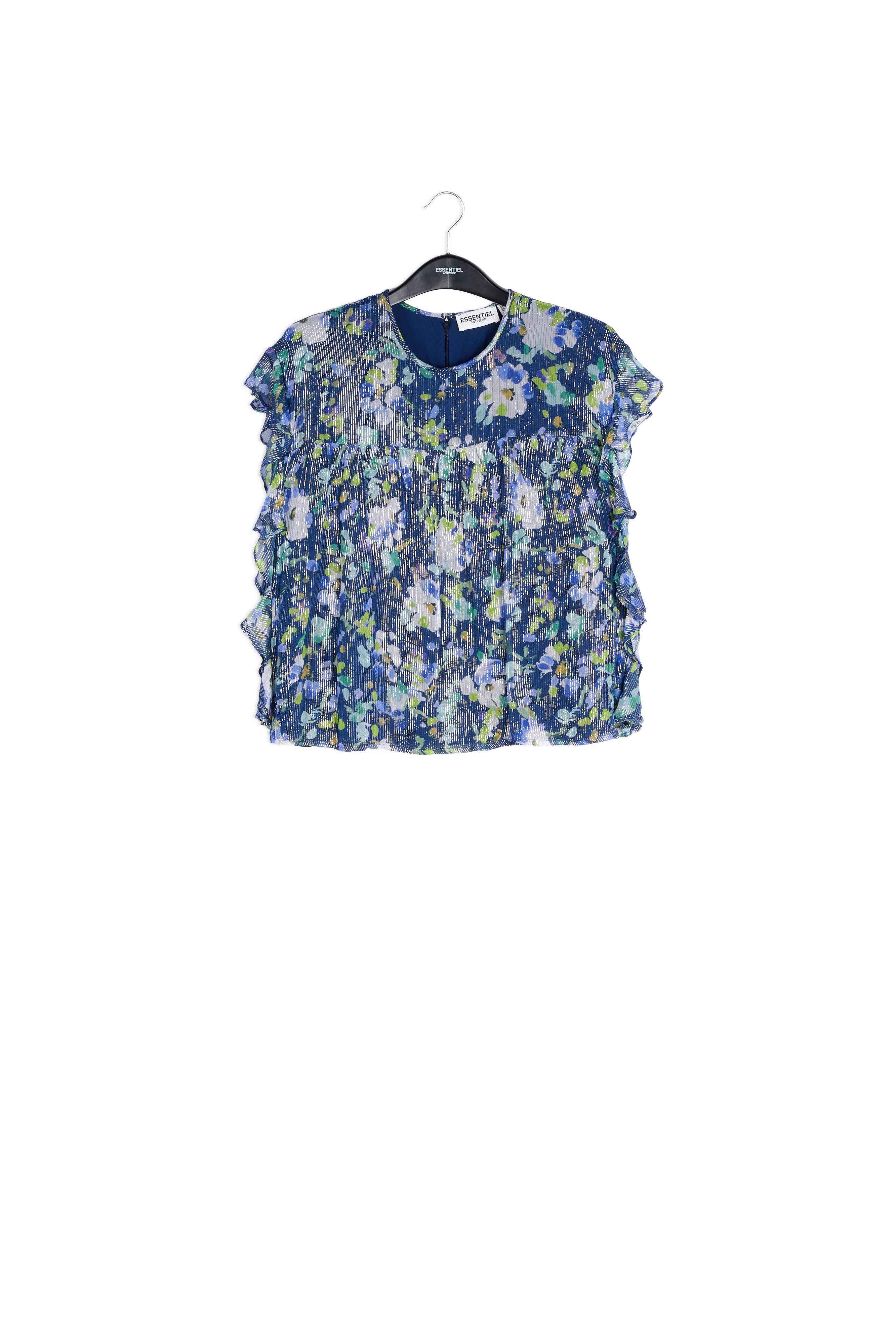 Top bleu foncé à imprimé floral RE—SSENTIEL | Essentiel second hand