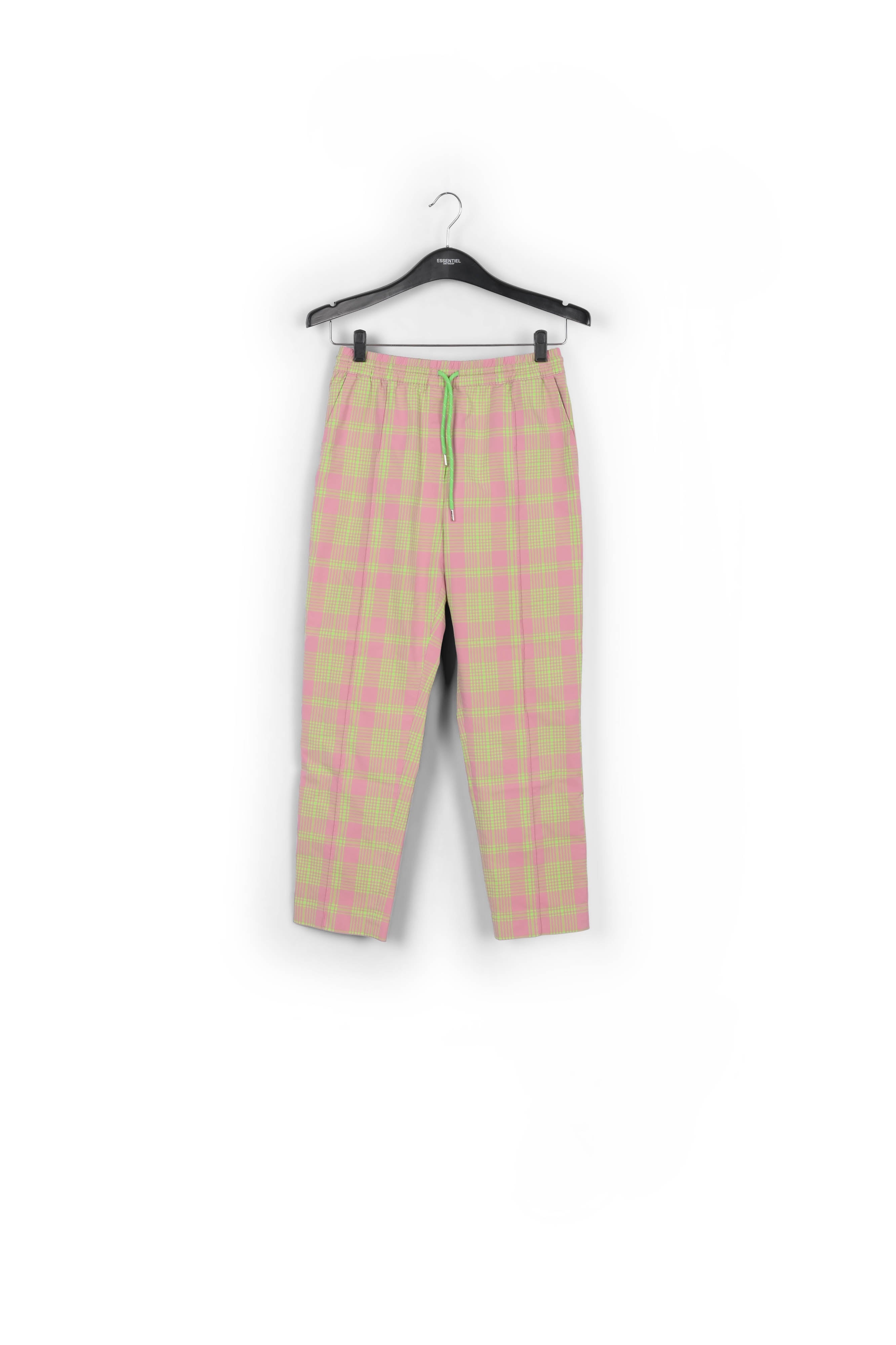 Dusty pink plaid cotton-blend pants RE—SSENTIEL | Essentiel second hand