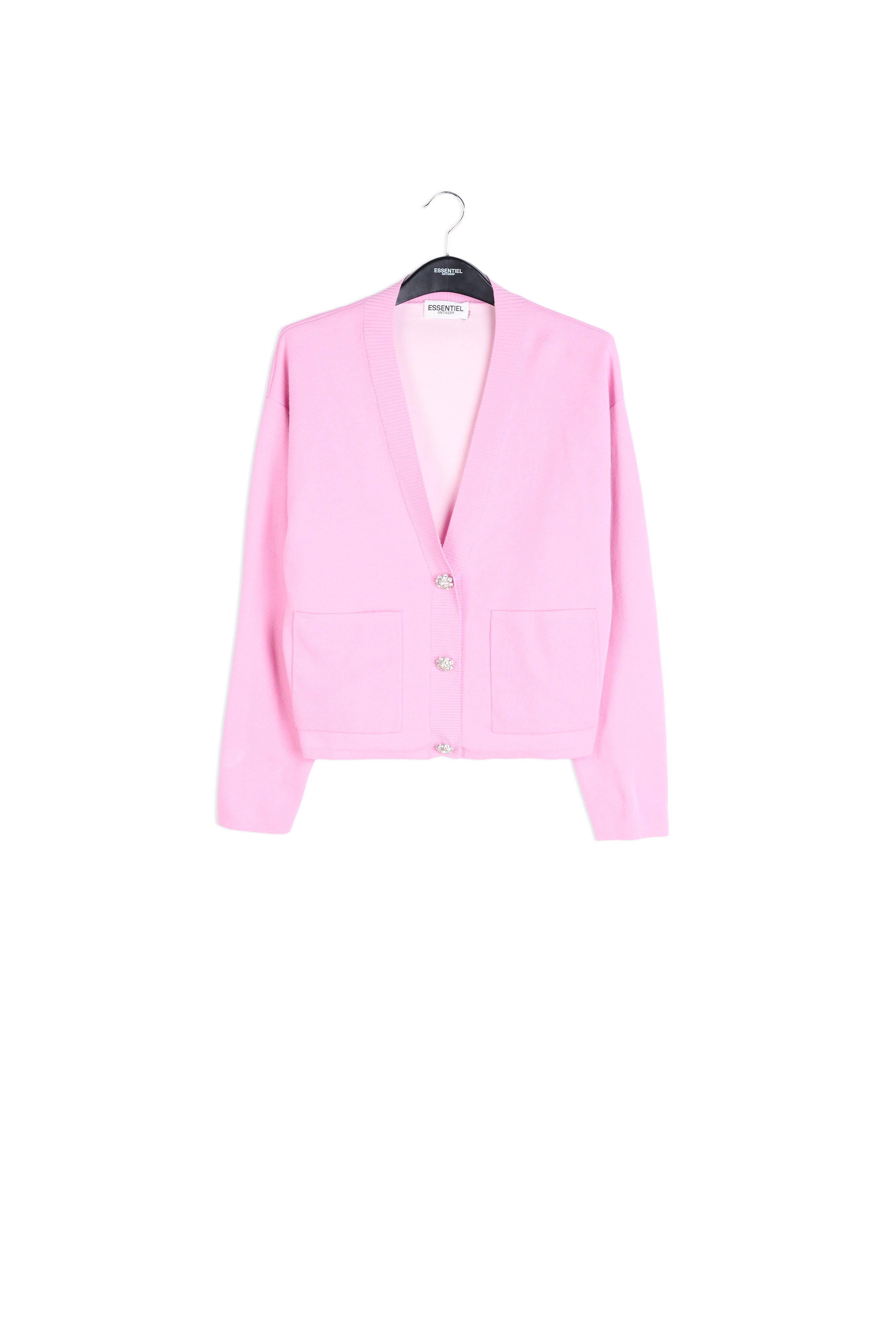 Pink cardigan with rhinestone buttons RE—SSENTIEL | Essentiel second hand