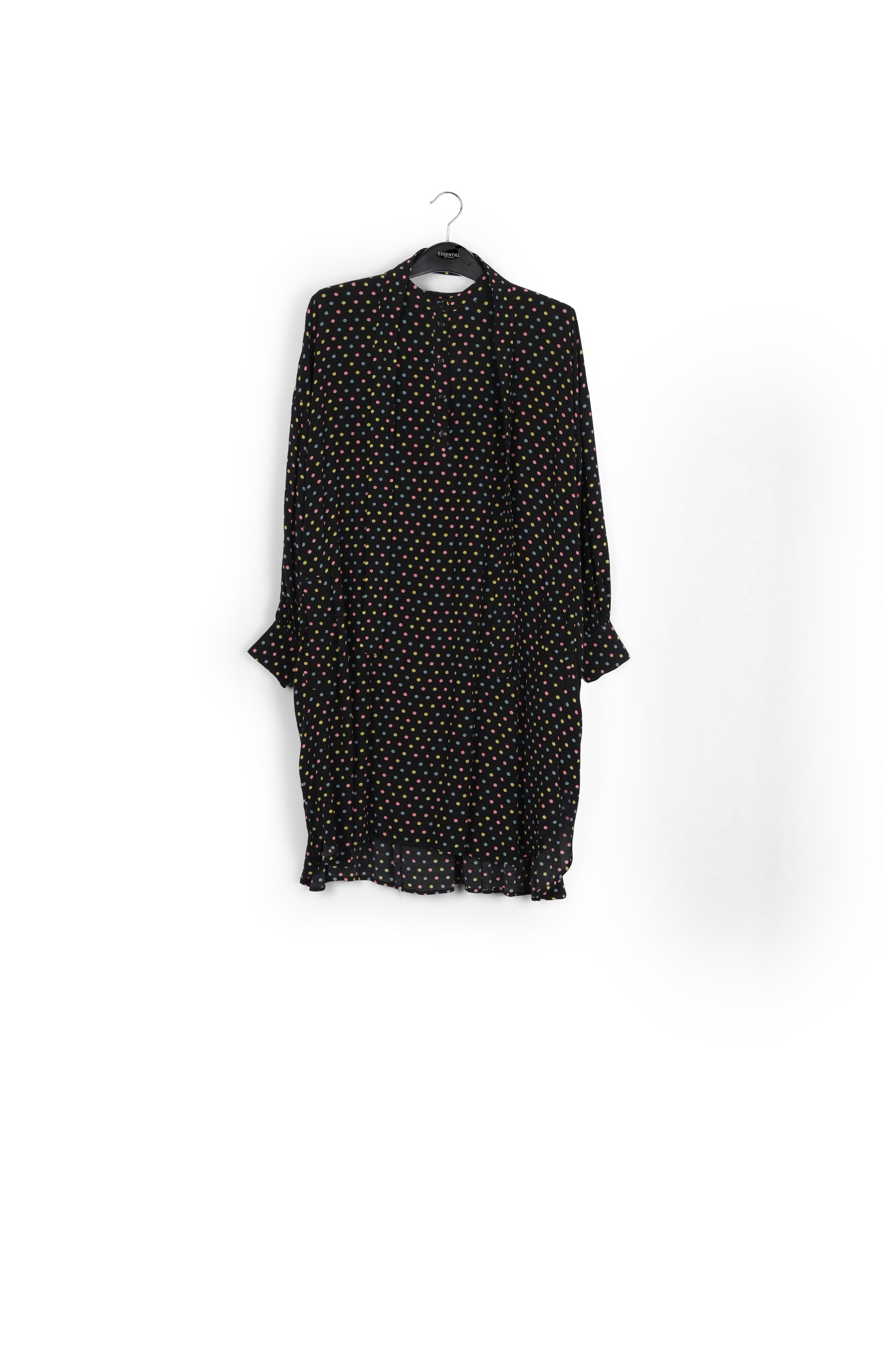 Black polka-dot shirt dress with plissé backside RE—SSENTIEL | Essentiel second hand