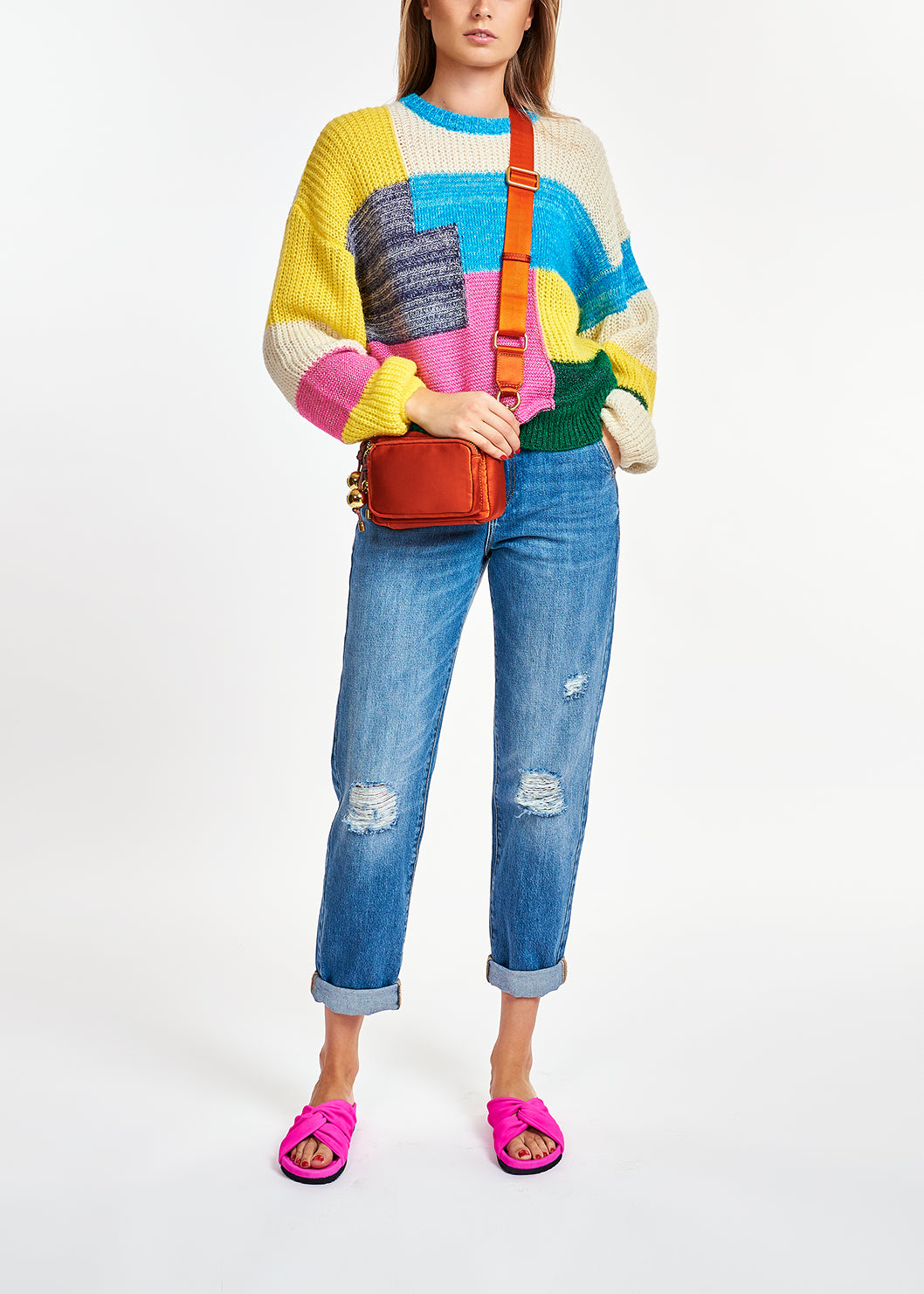 Colorful patchwork knit sweater RE—SSENTIEL | Essentiel second hand