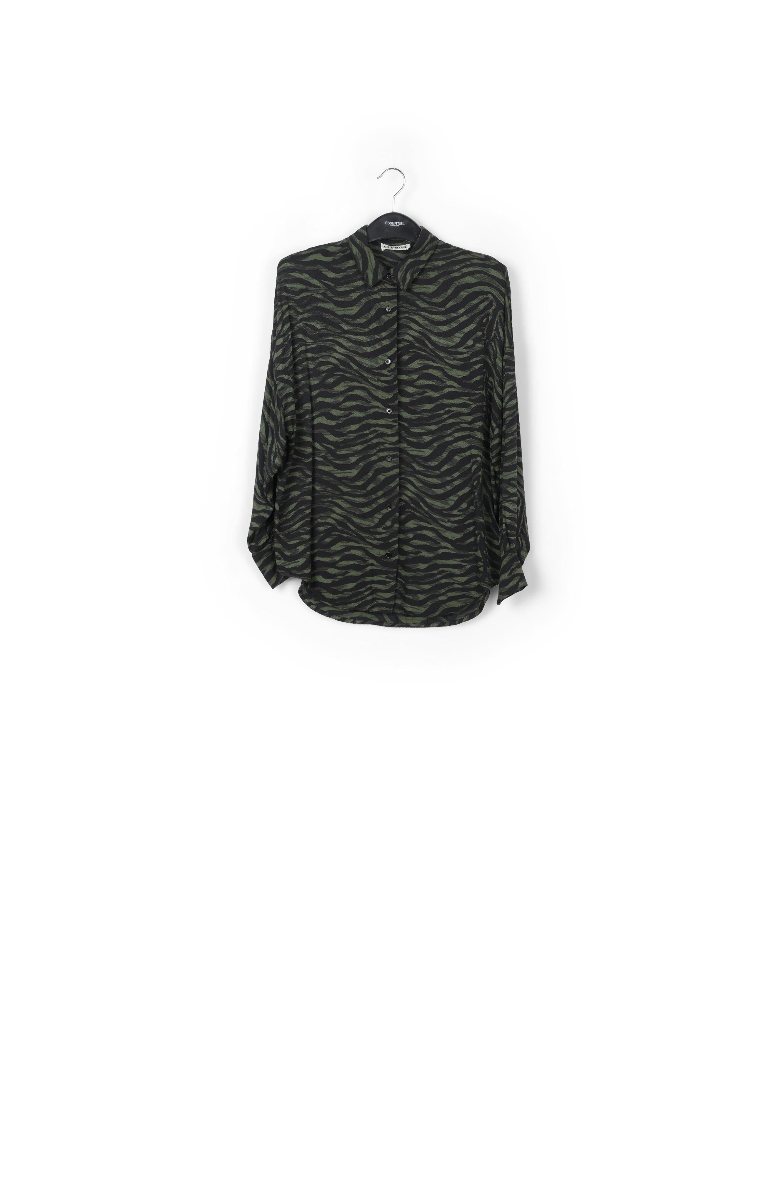 Chemise oversize zébrée verte et noire RE—SSENTIEL | Essentiel second hand