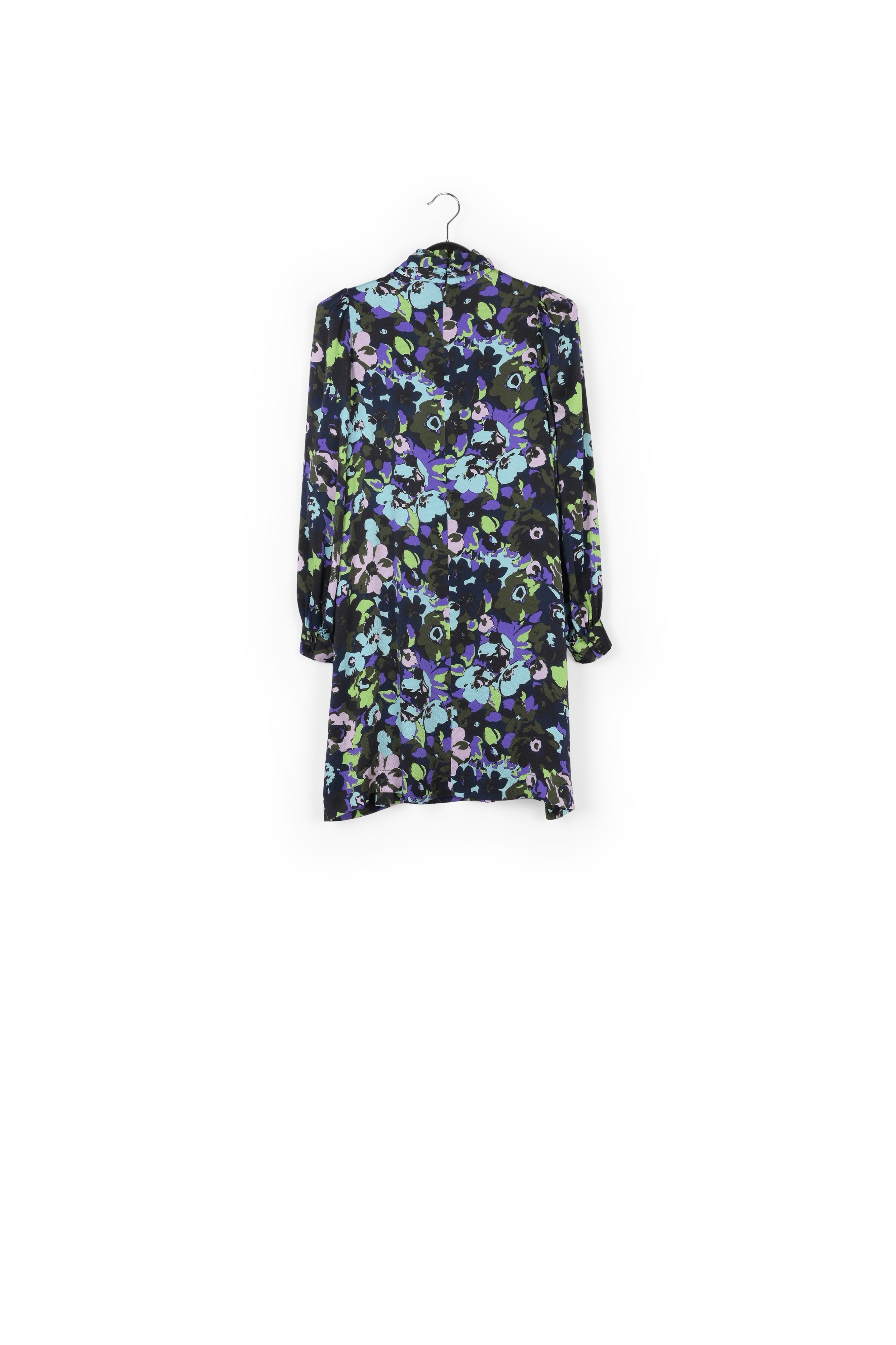 Navy blue multi floral silk mini dress RE—SSENTIEL | Essentiel second hand