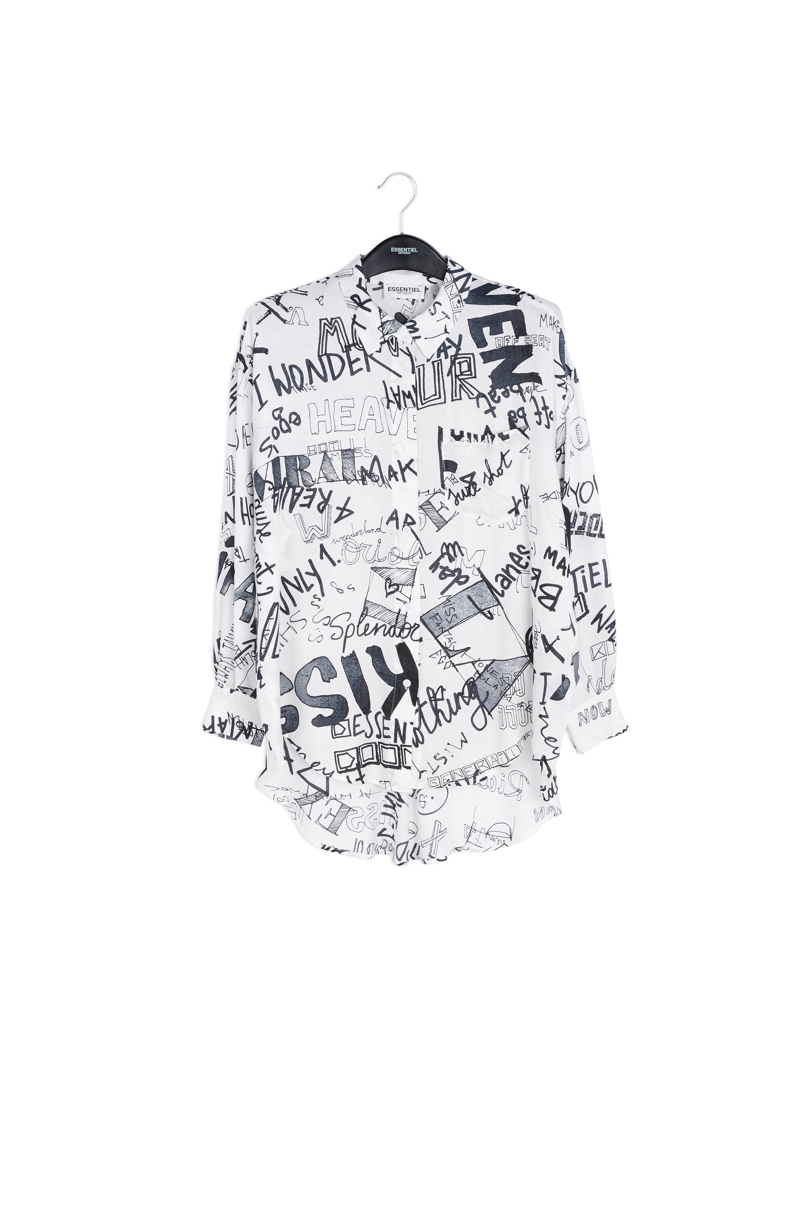 Off-white and black graffiti-print shirt RE—SSENTIEL | Essentiel second hand
