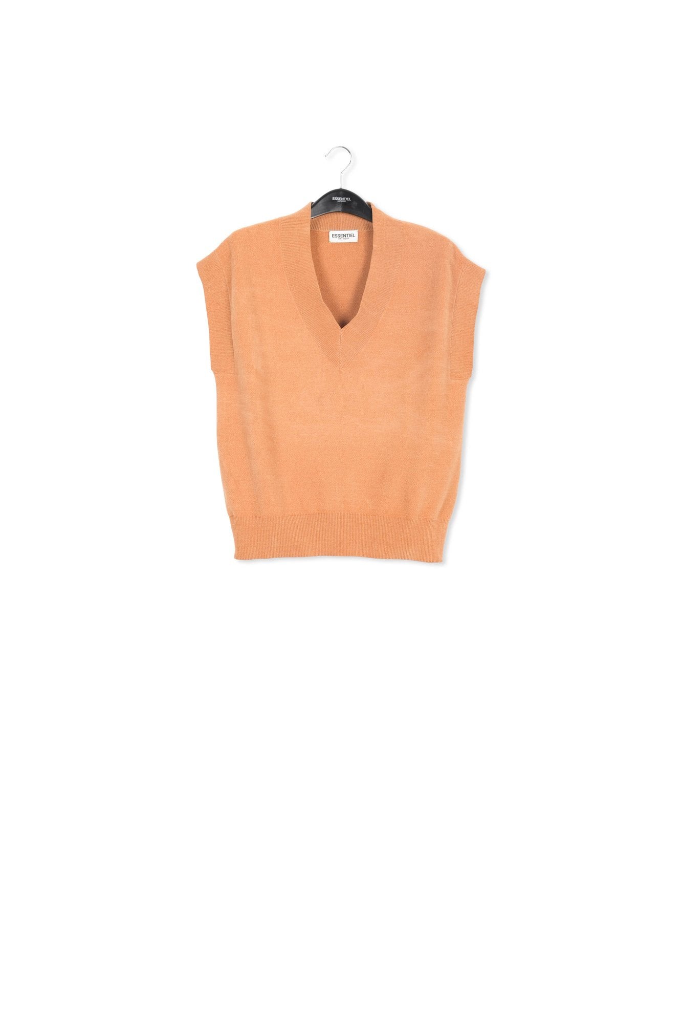 Camel sleeveless knitted vest RE—SSENTIEL | Essentiel second hand