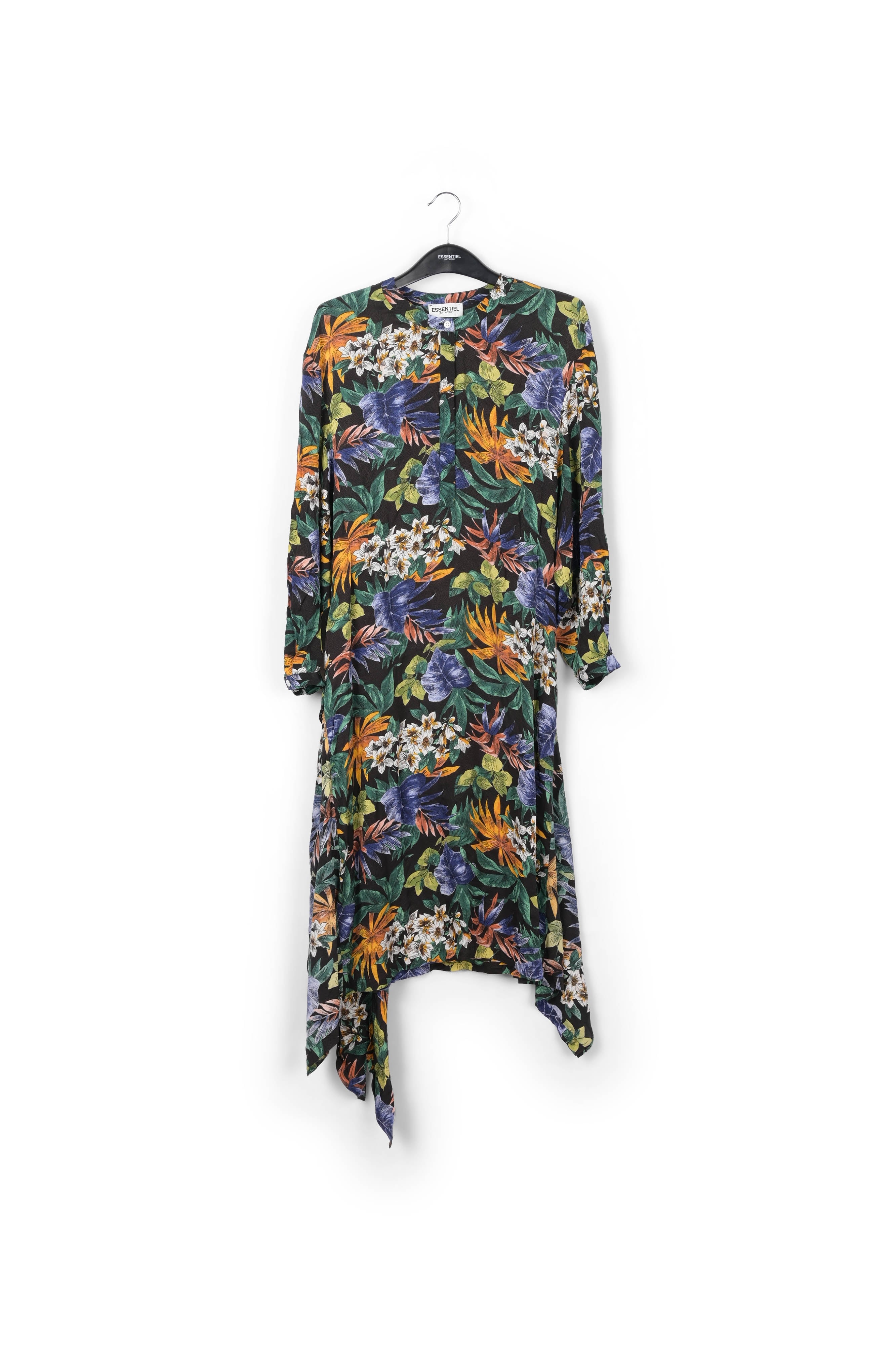 Robe midi à fleurs jaune, vert et rose RE—SSENTIEL | Essentiel second hand