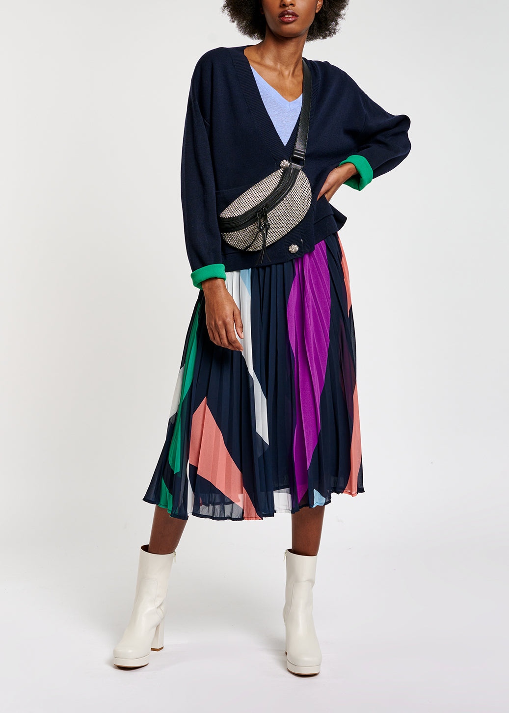 Dark blue cardigan with rhinestone buttons RE—SSENTIEL | Essentiel second hand