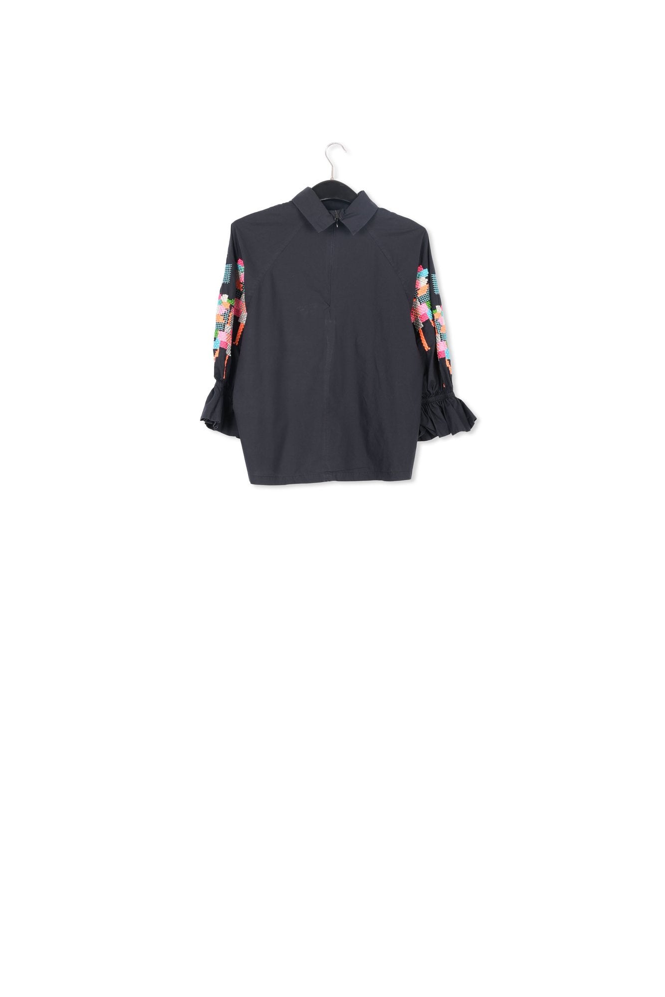 Black cotton top with stand-up collar RE—SSENTIEL | Essentiel second hand