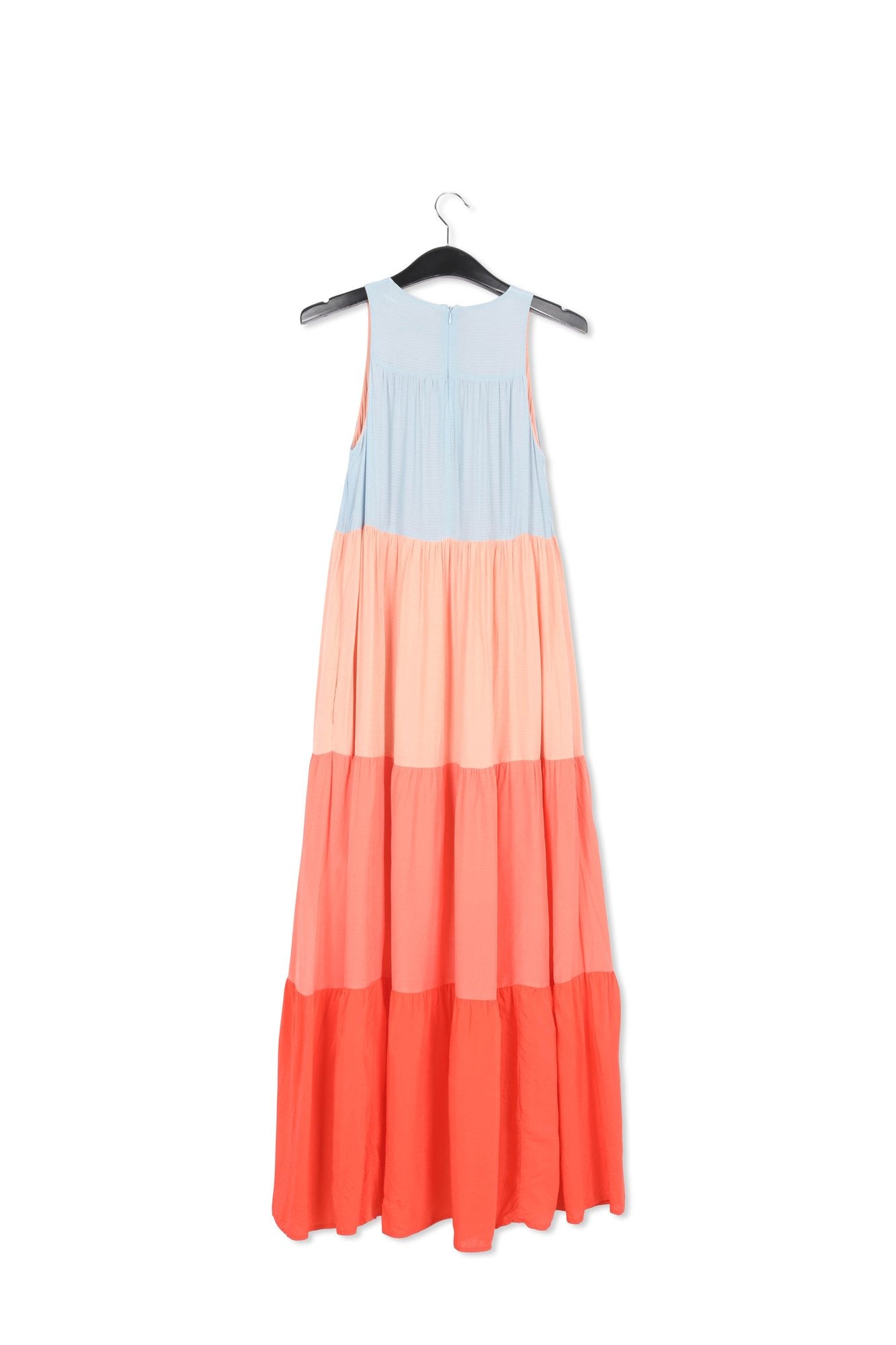 Light blue, orange and red color-blocking effect maxi dress RE—SSENTIEL | Essentiel second hand