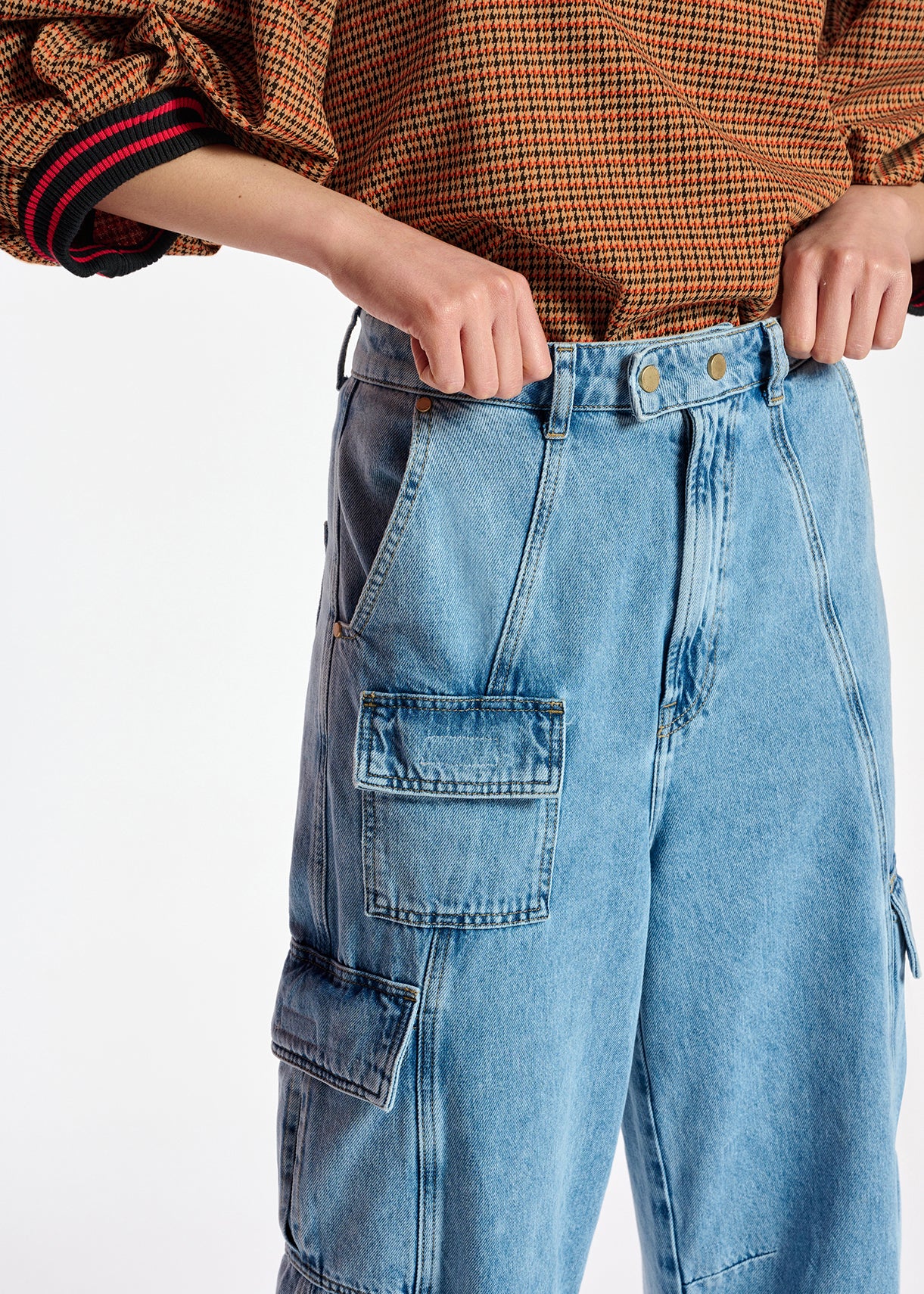 Jean treillis bleu aux jambes larges RE—SSENTIEL | Essentiel second hand