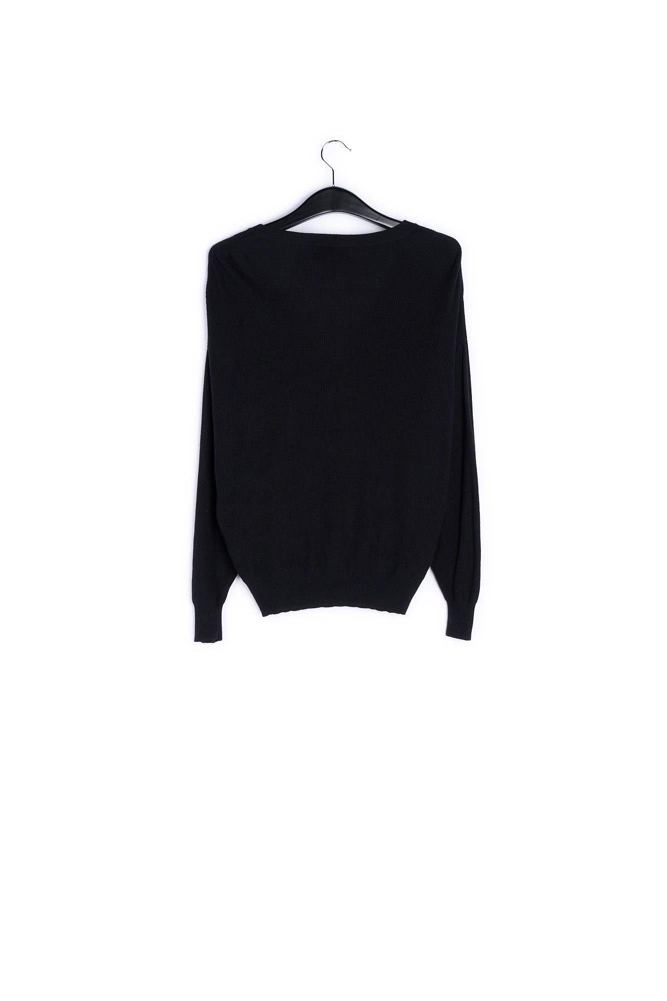 Black ribbed V-neck sweater RE—SSENTIEL | Essentiel second hand