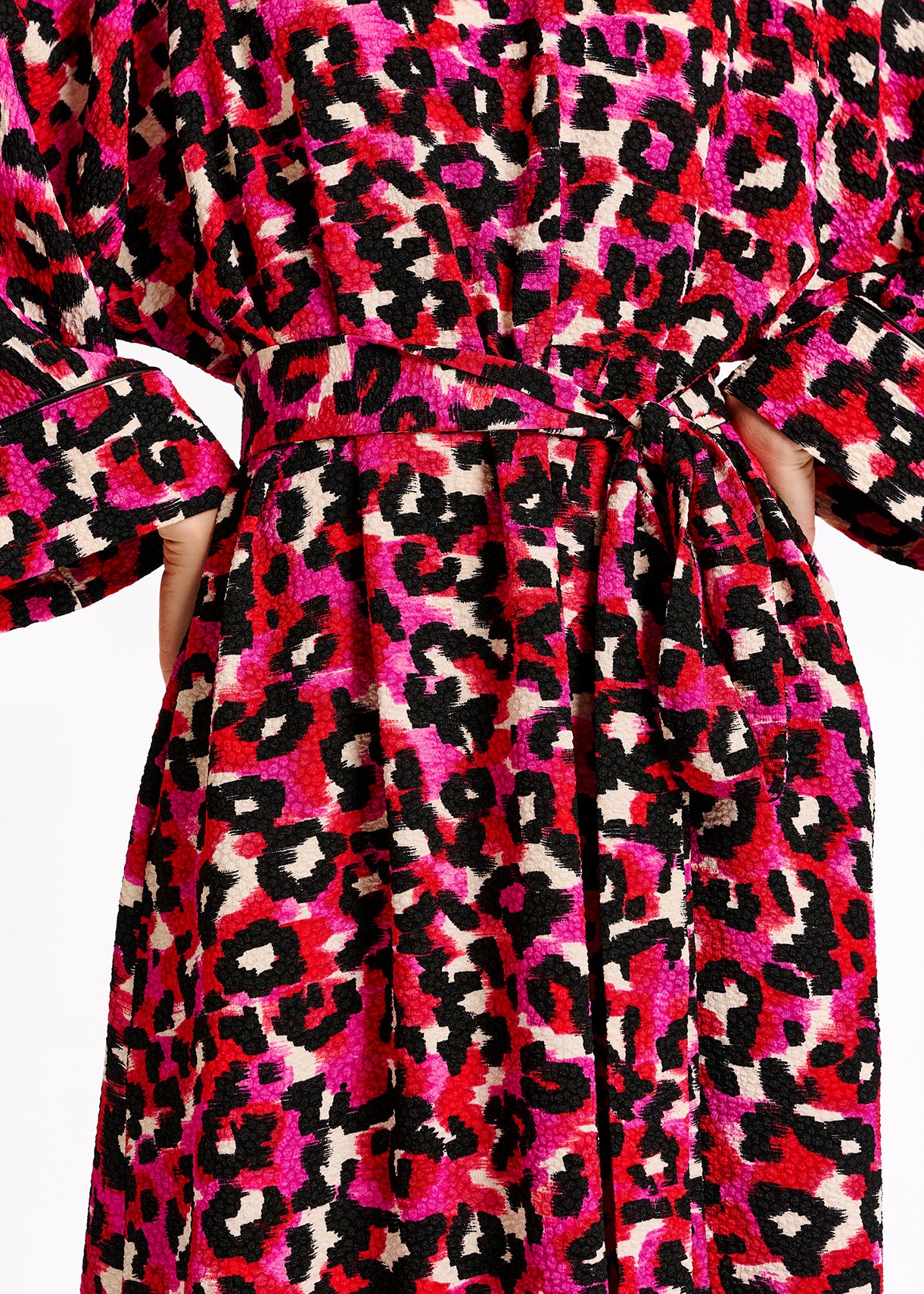 Pink and red leopard print midi dress RE—SSENTIEL | Essentiel second hand