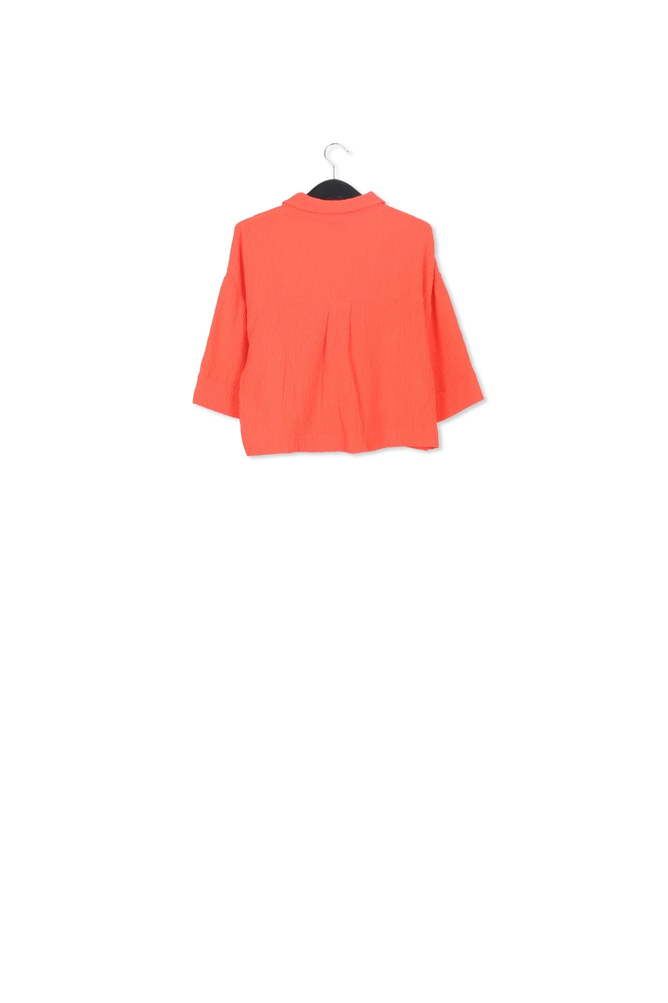 Red seersucker cropped shirt RE—SSENTIEL | Essentiel second hand
