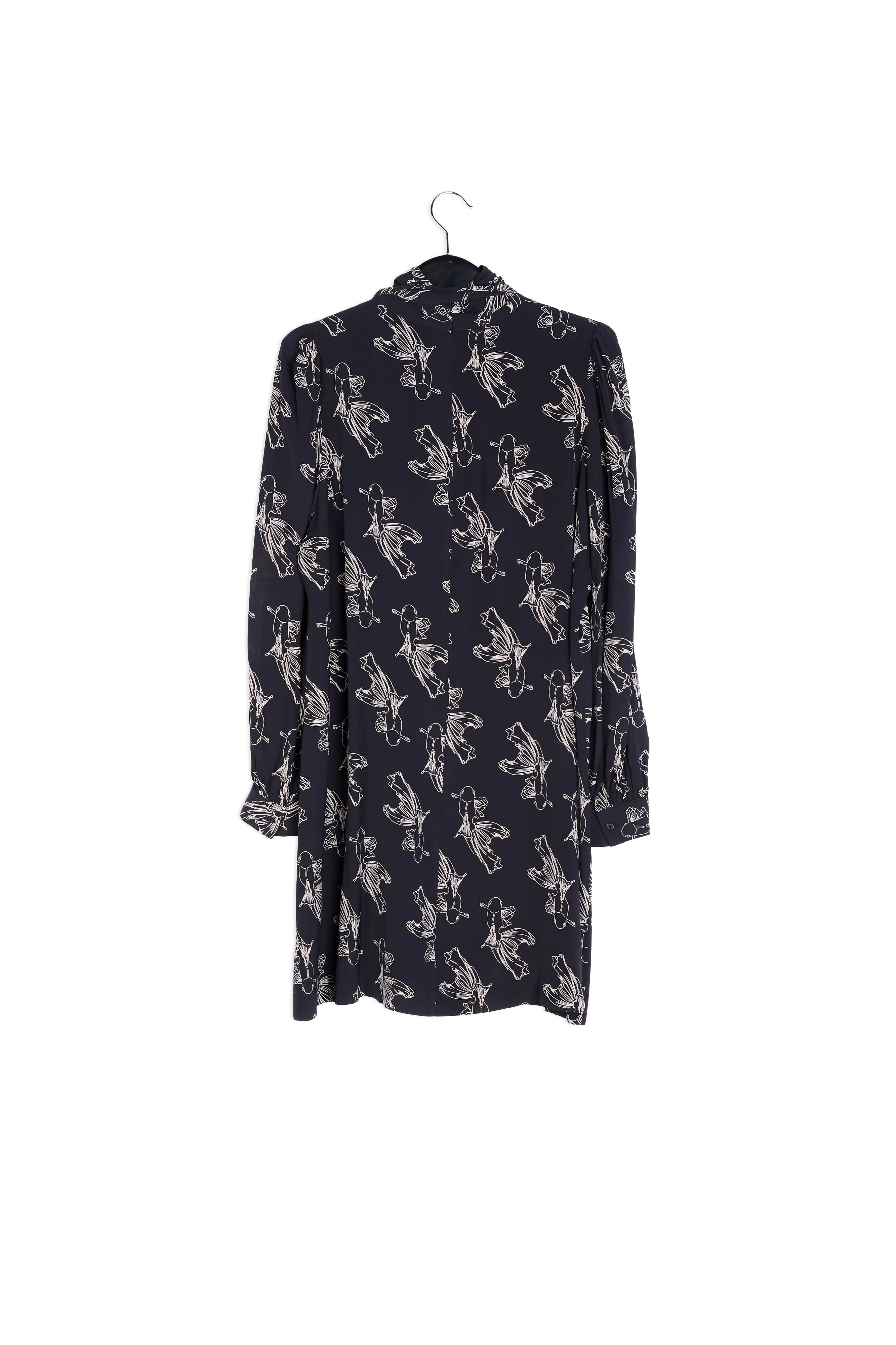 Black graphic print mini dress RE—SSENTIEL | Essentiel second hand