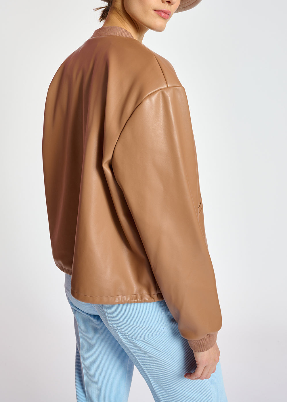 Brown faux leather bomber jacket RE—SSENTIEL | Essentiel second hand