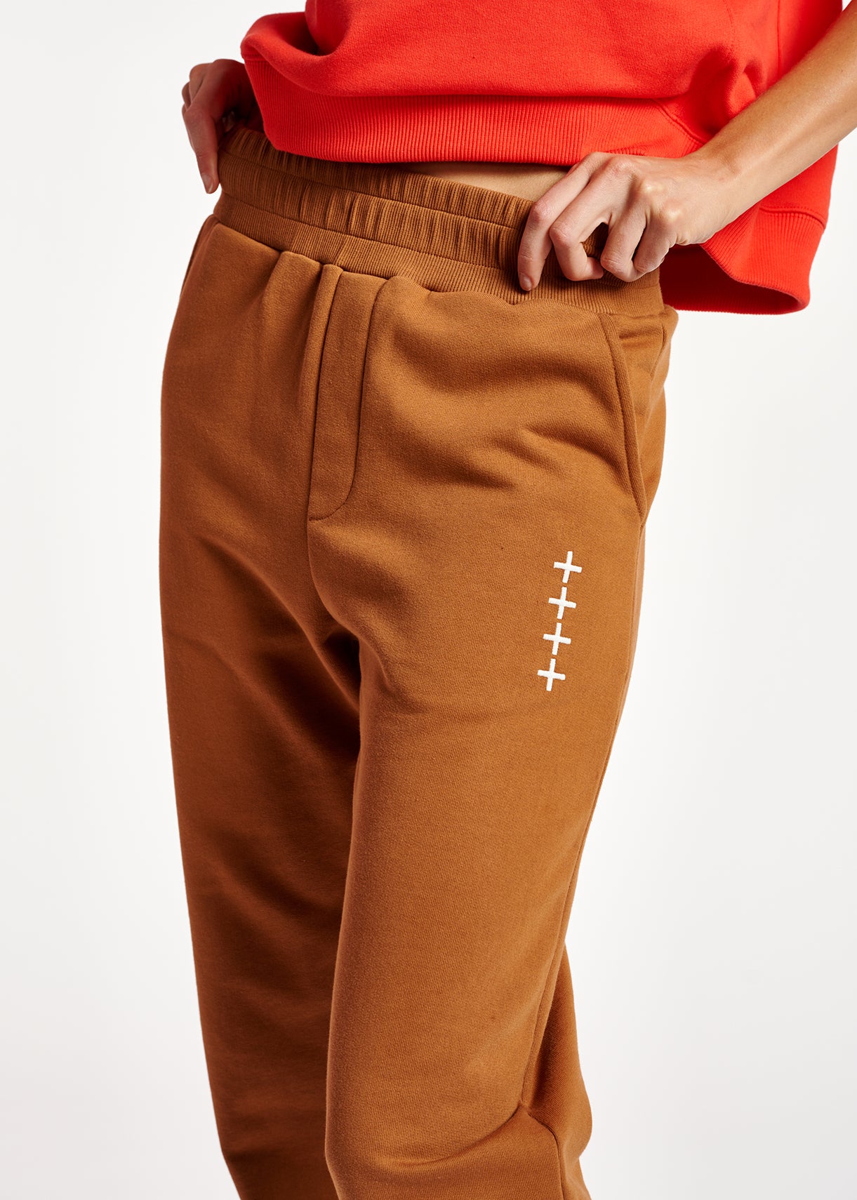 Brown organic cotton-jersey sweatpants RE—SSENTIEL | Essentiel second hand