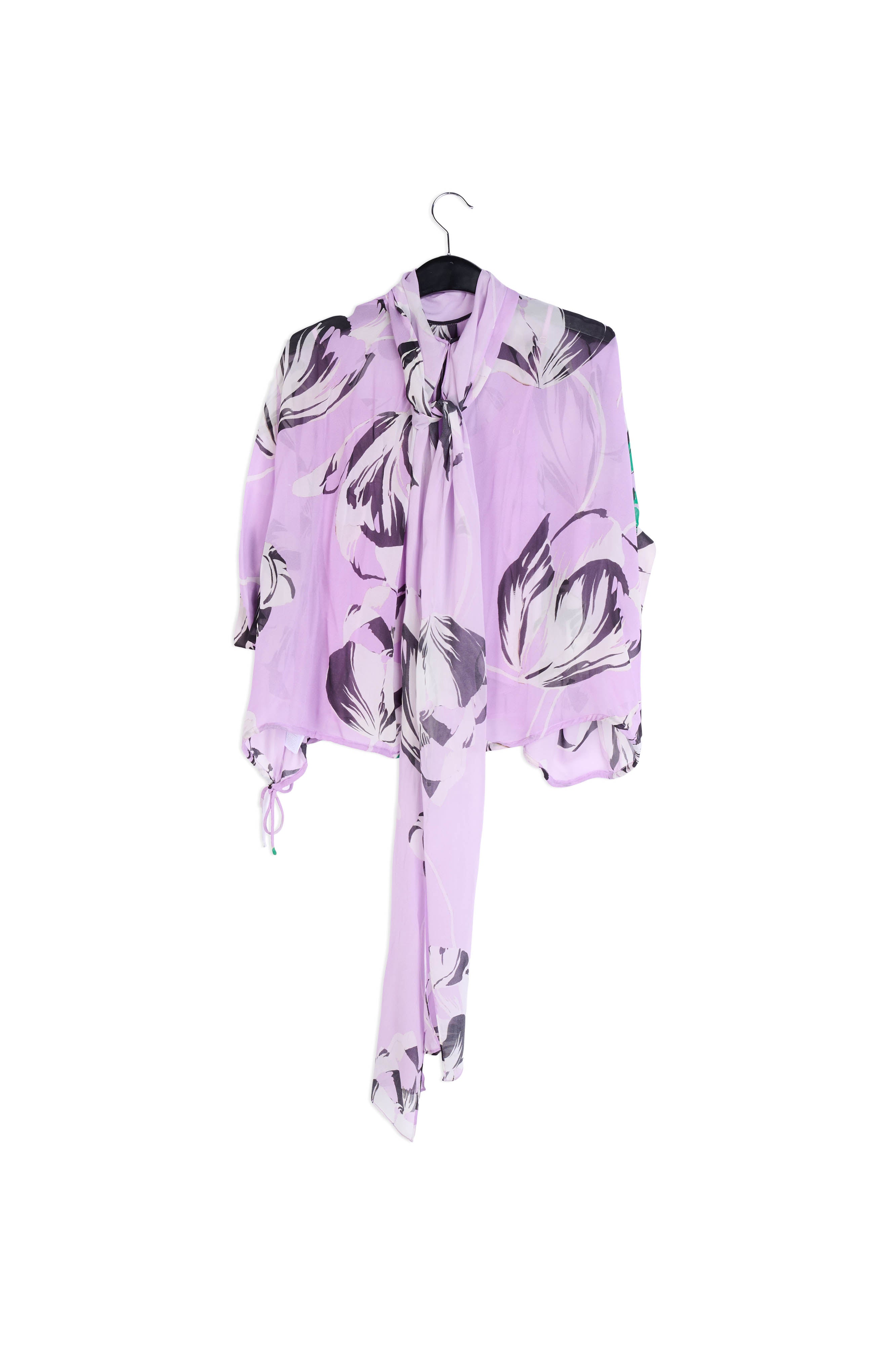Lilac voluminous floral-print sheer top RE—SSENTIEL | Essentiel second hand