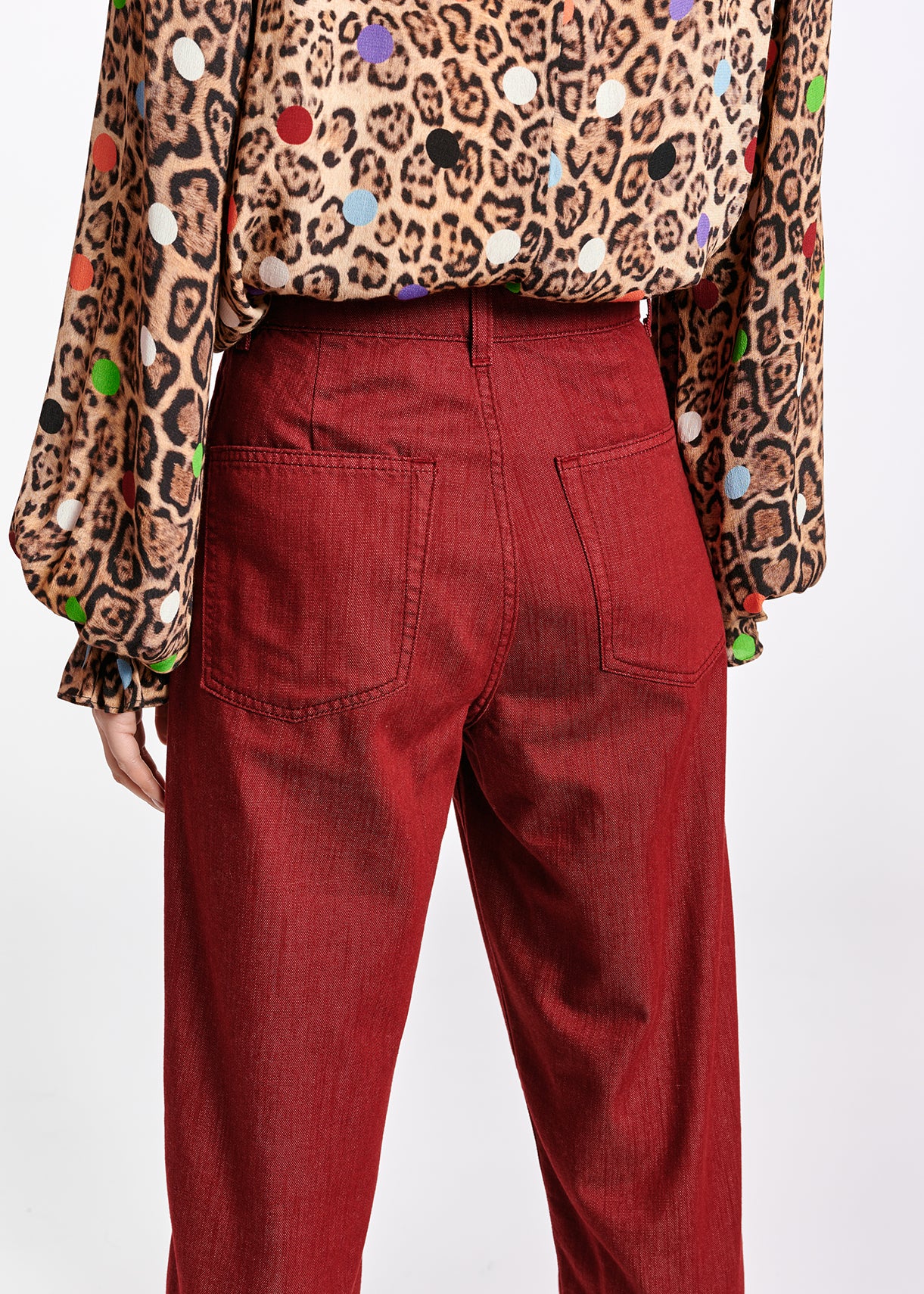 Burgundy loose-fit denim pants RE—SSENTIEL | Essentiel second hand