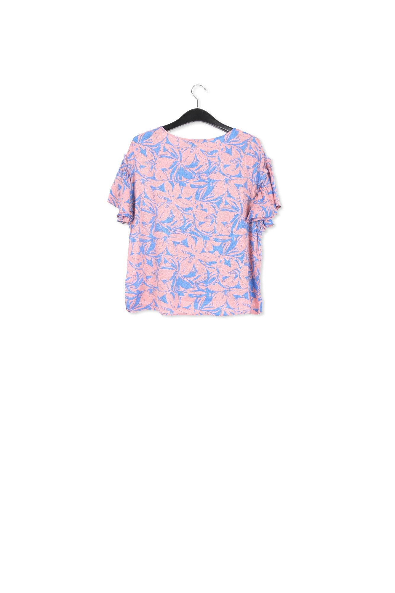 Light pink and floral short-sleeved top RE—SSENTIEL | Essentiel second hand