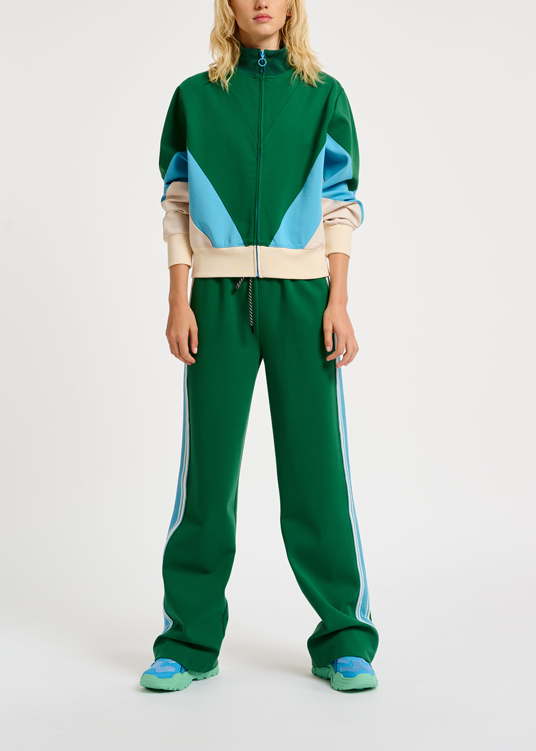 Green track pants with blue and off-white stripes RE—SSENTIEL | Essentiel second hand