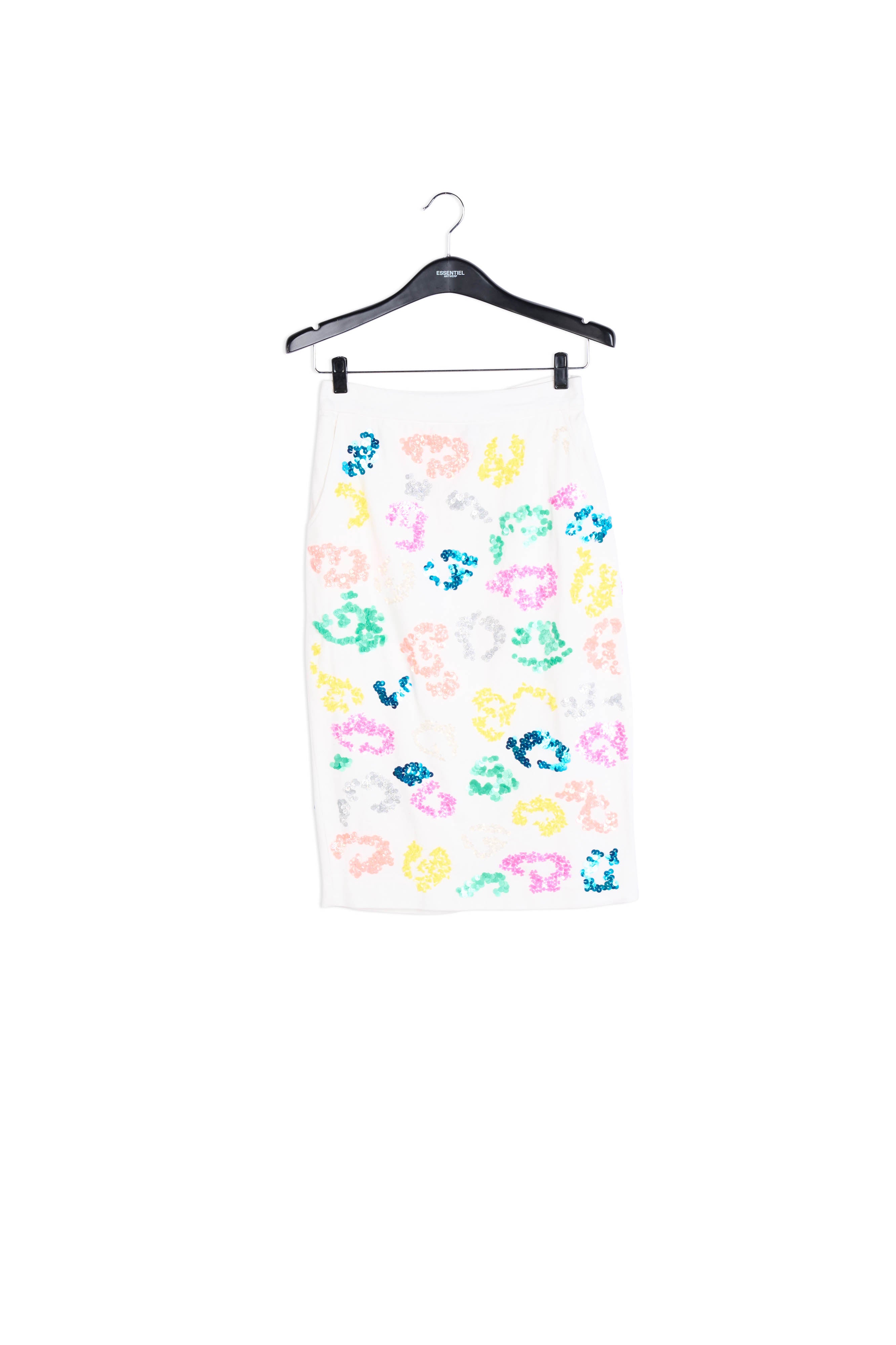 Off-white sequined leopard print pencil skirt RE—SSENTIEL | Essentiel second hand