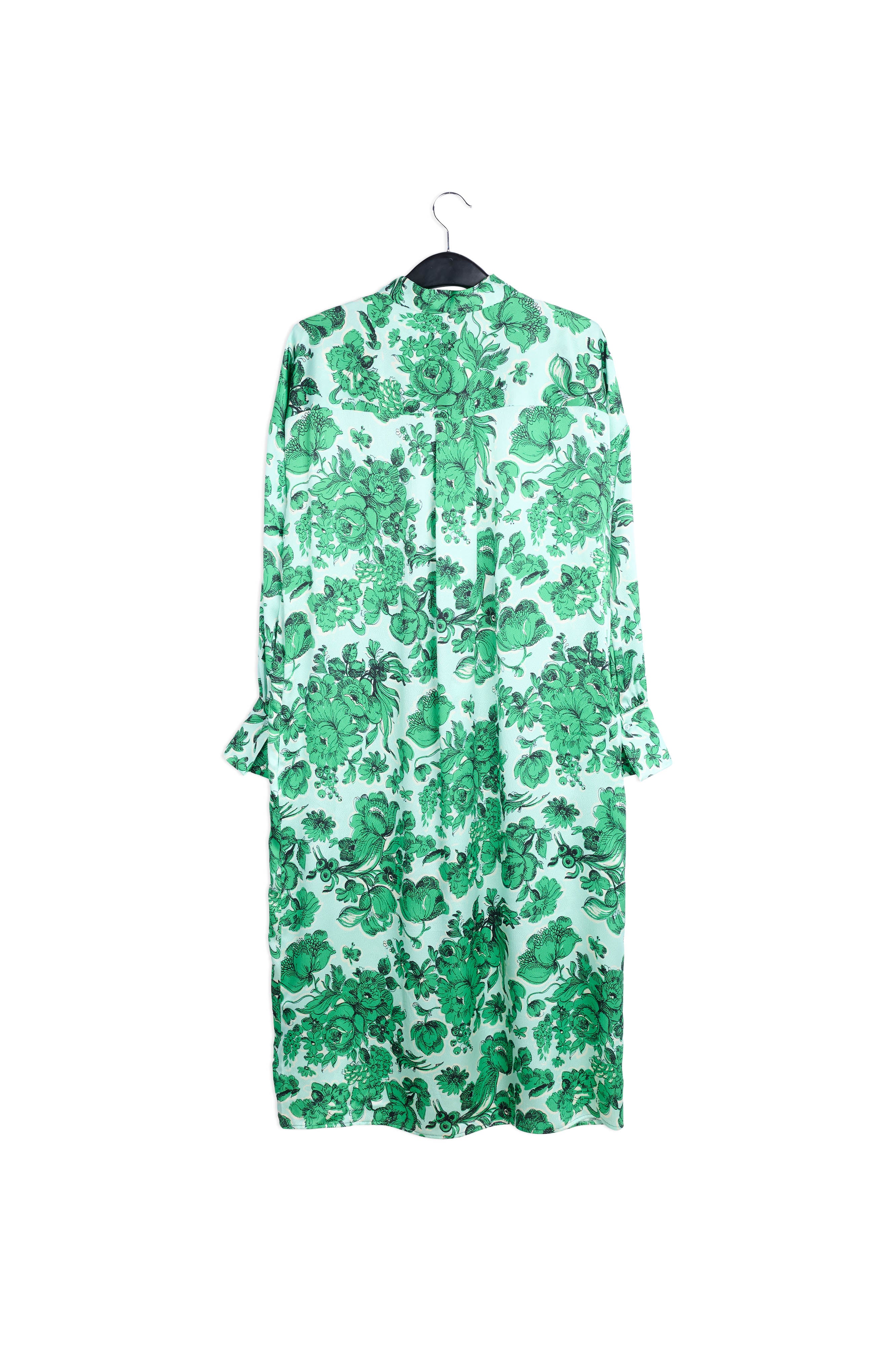 Light blue and green floral silk shirt dress RE—SSENTIEL | Essentiel second hand