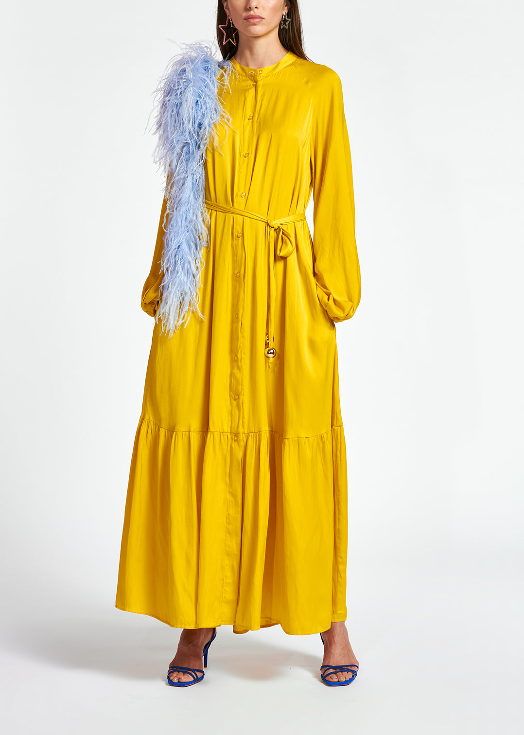 Yellow long-sleeved maxi dress RE—SSENTIEL | Essentiel second hand