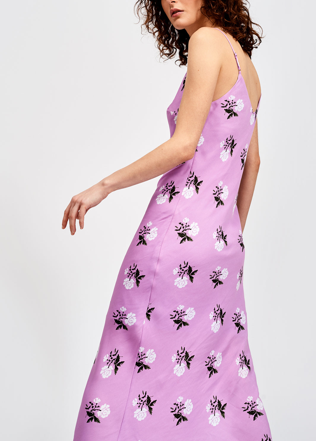 Lilac floral print maxi slip dress RE—SSENTIEL | Essentiel second hand