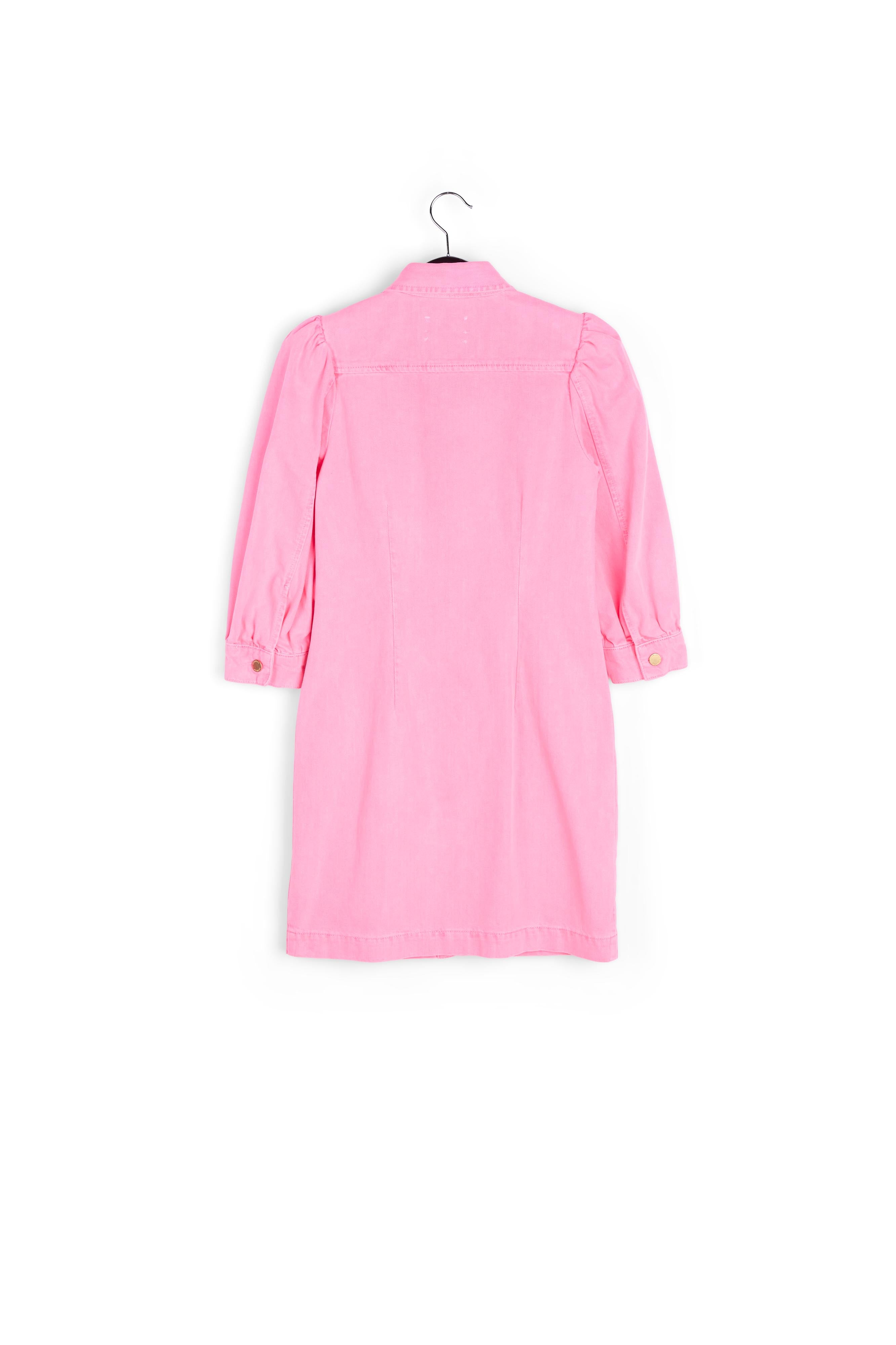 Robe mini en jean rose fluo aux manches bouffantes RE—SSENTIEL | Essentiel second hand