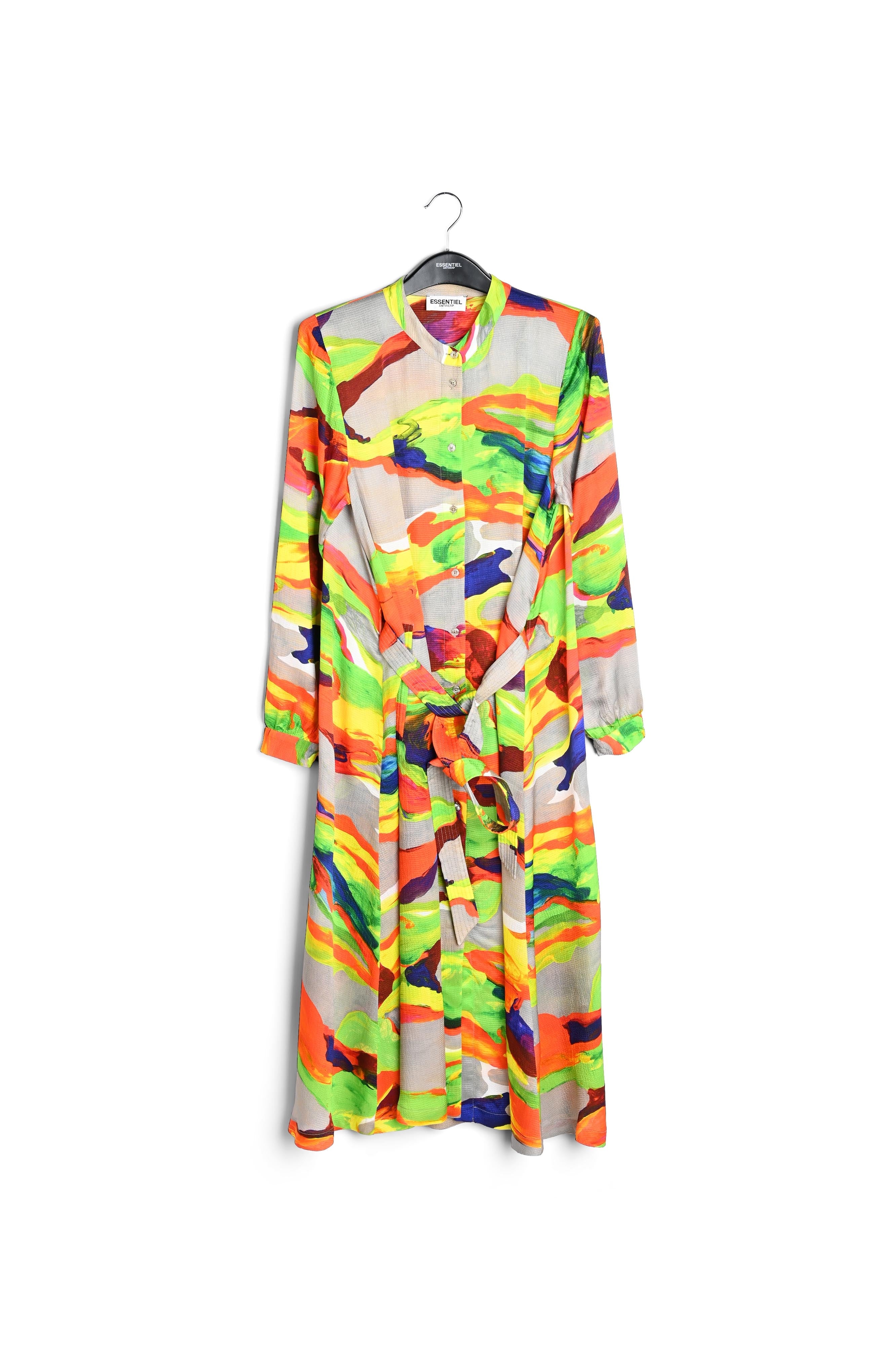 Kleurrijke midi-hemdjurk met verfstrepen RE—SSENTIEL | Essentiel second hand