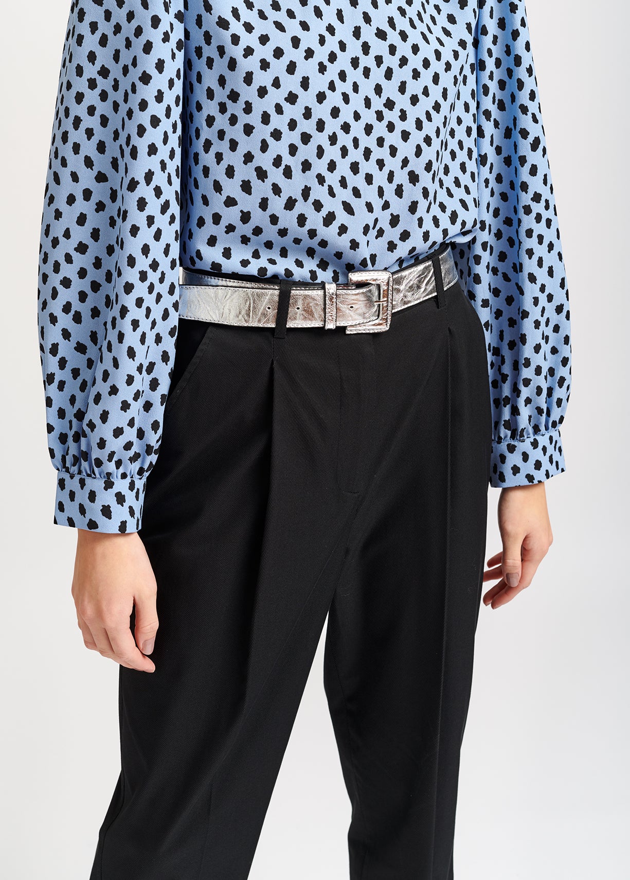 Light blue polka dot turtleneck top RE—SSENTIEL | Essentiel second hand