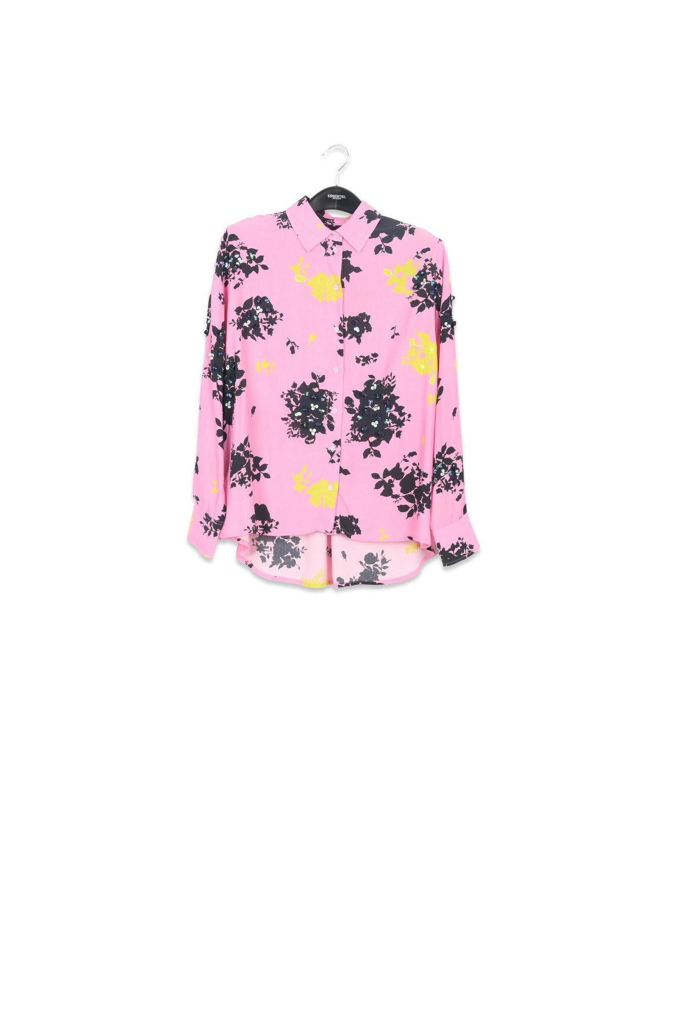 Hemd met roze, zwarte en gele bloemenprint RE—SSENTIEL | Essentiel second hand