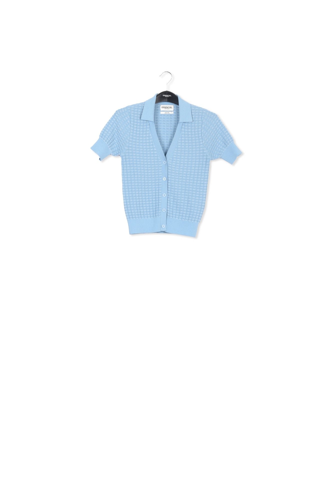 Top en tricot bleu à  encolure V RE—SSENTIEL | Essentiel second hand