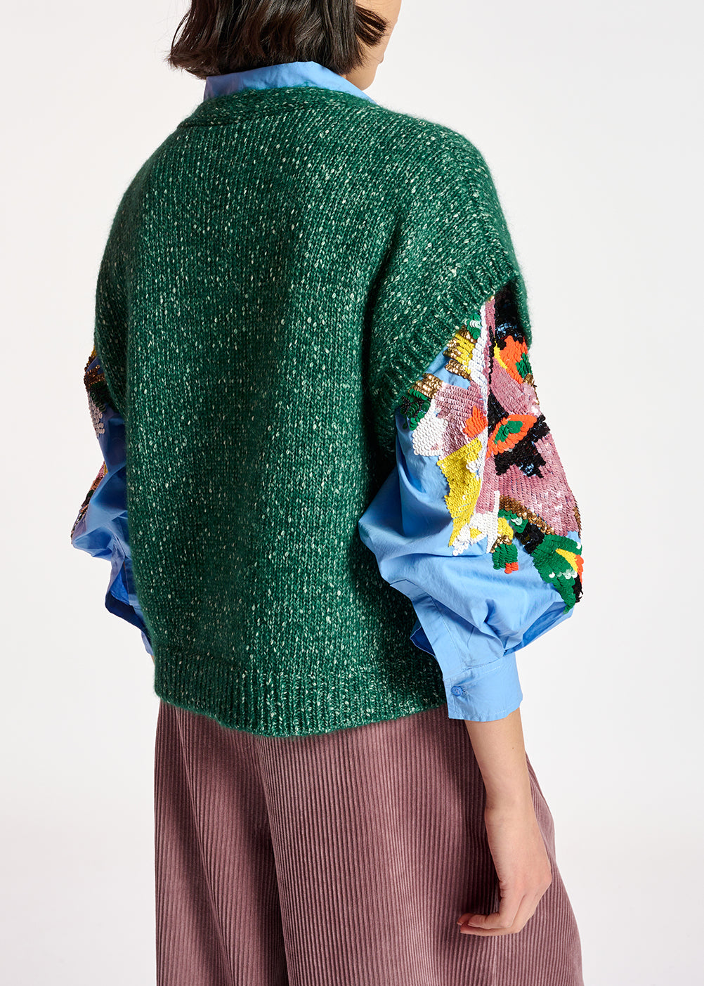 Pull sans manches vert mêlé avec col amovible RE—SSENTIEL | Essentiel second hand