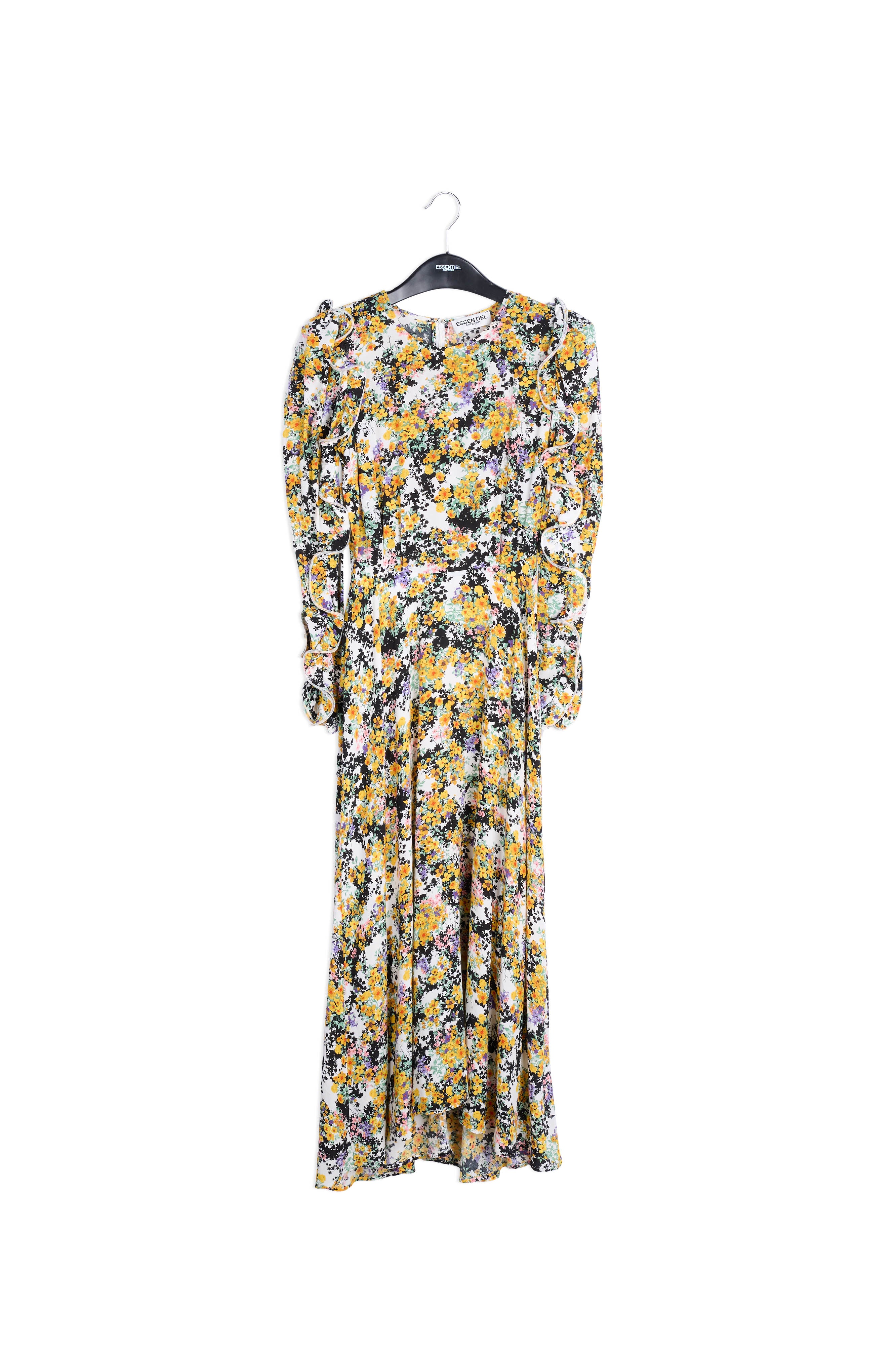 Off-white ruffled floral-print maxi dress RE—SSENTIEL | Essentiel second hand
