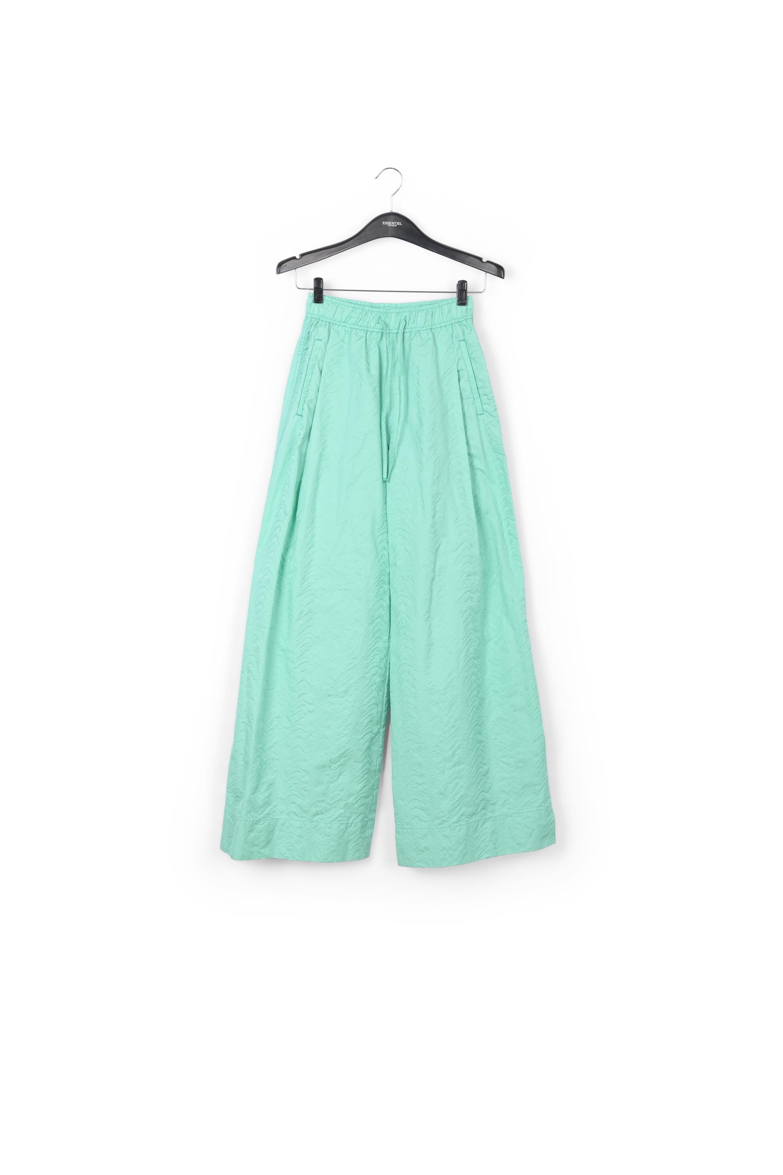 Turquoise jacquard broek met brede pijpen RE—SSENTIEL | Essentiel second hand