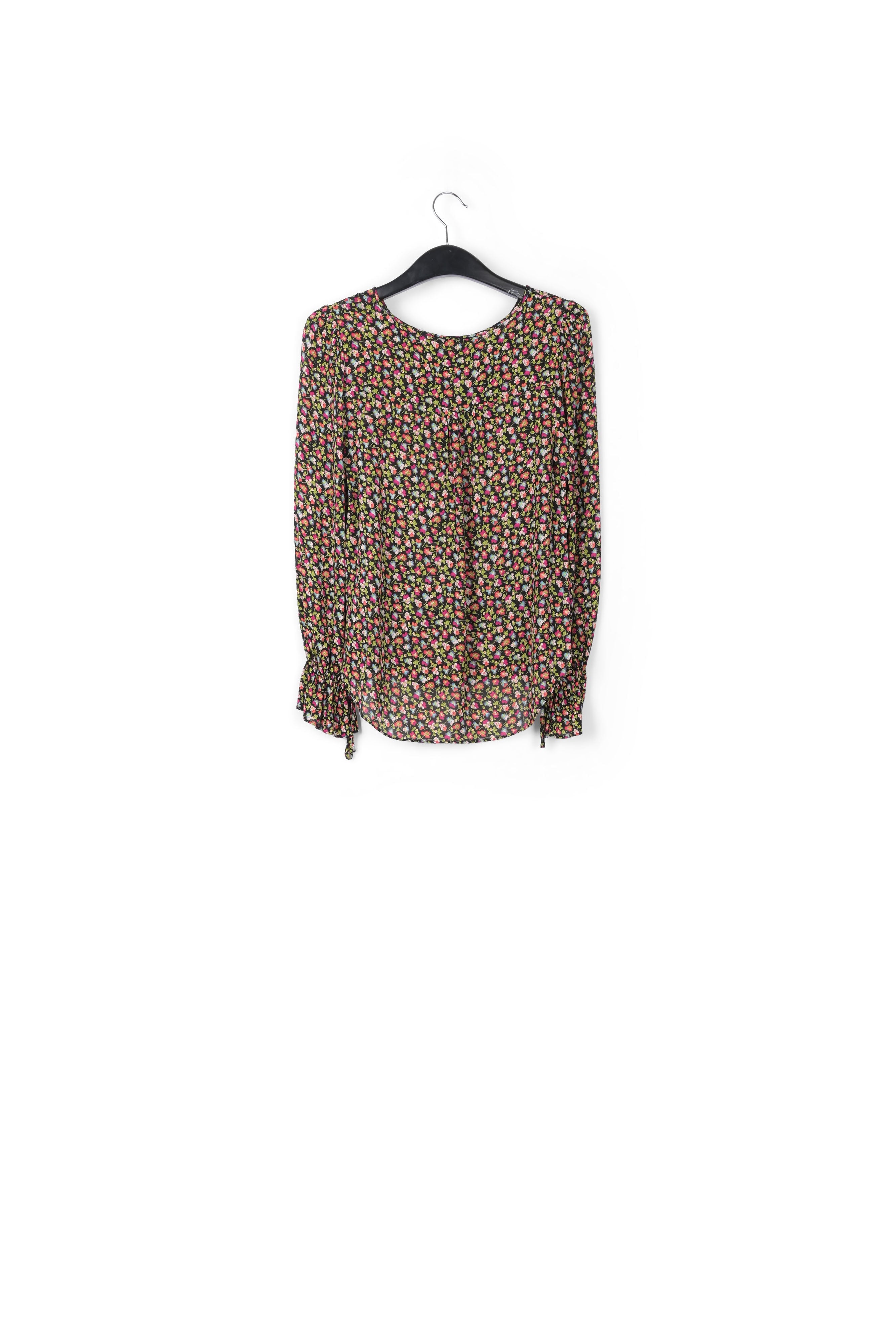 Chemisier noir, vert clair et fuchsia à imprimé floral RE—SSENTIEL | Essentiel second hand