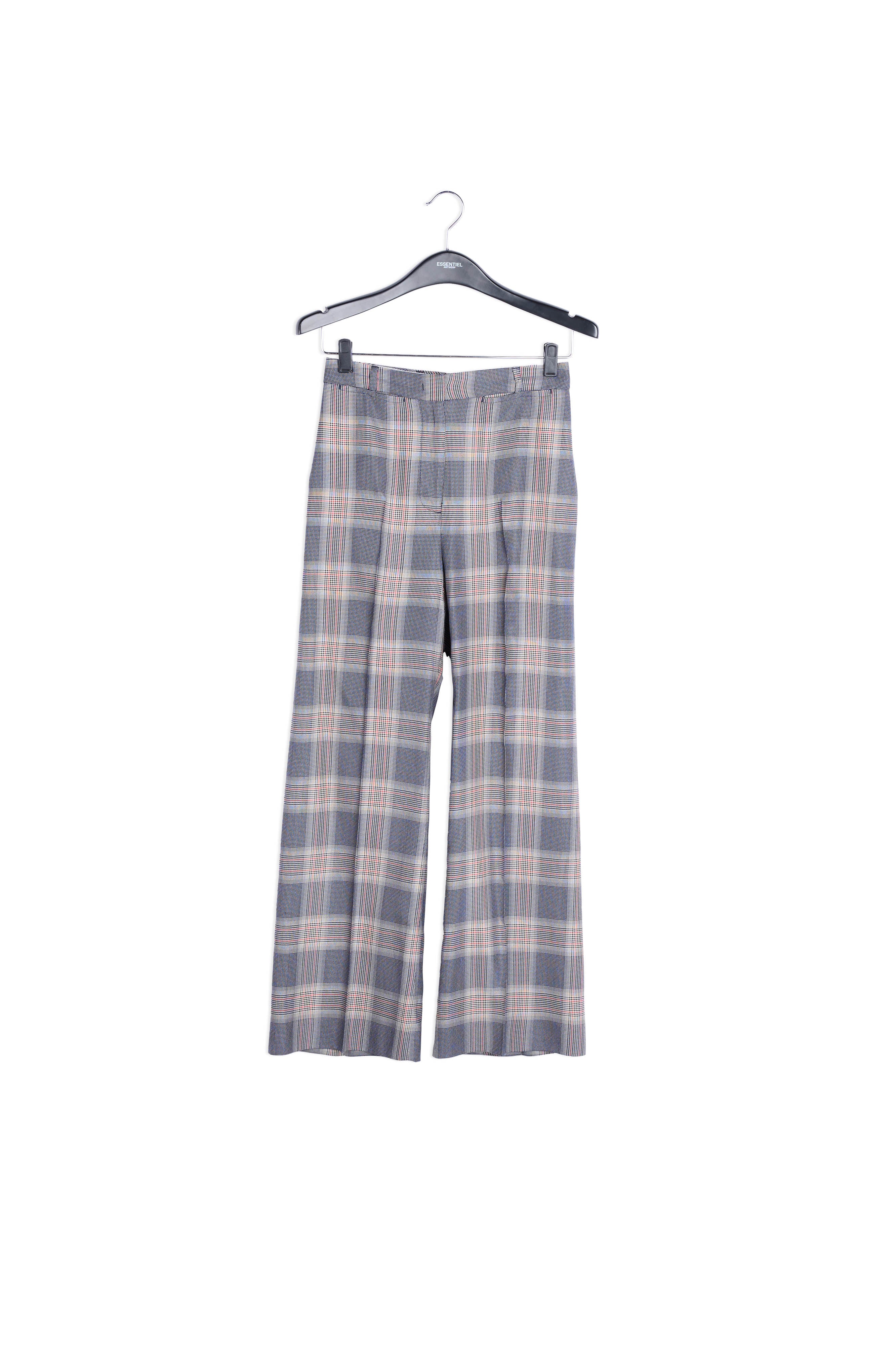 Pantalon tartan bleu aux jambes larges RE—SSENTIEL | Essentiel second hand