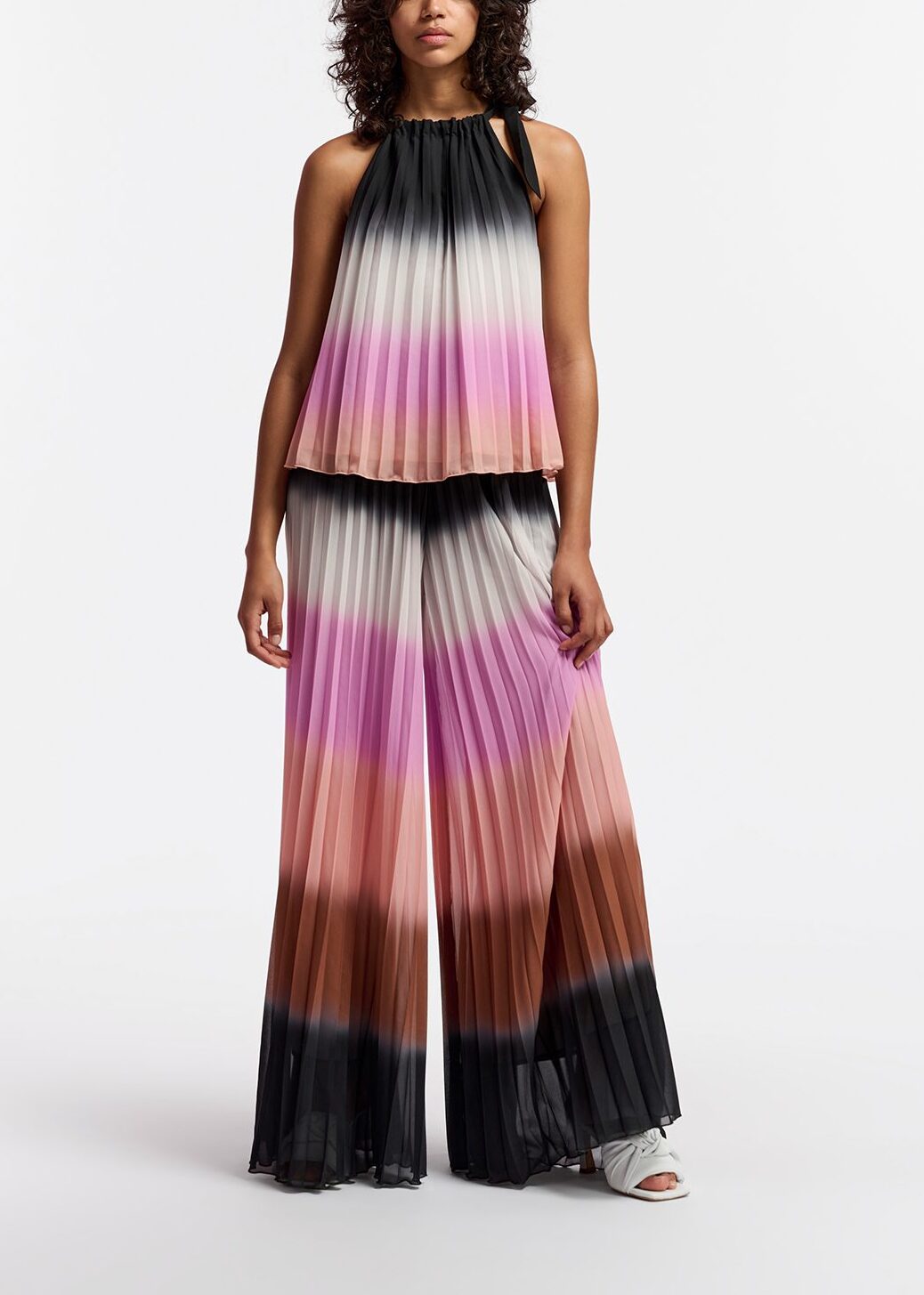 Multicolor plissé halter neck top with gradient effect RE—SSENTIEL | Essentiel second hand